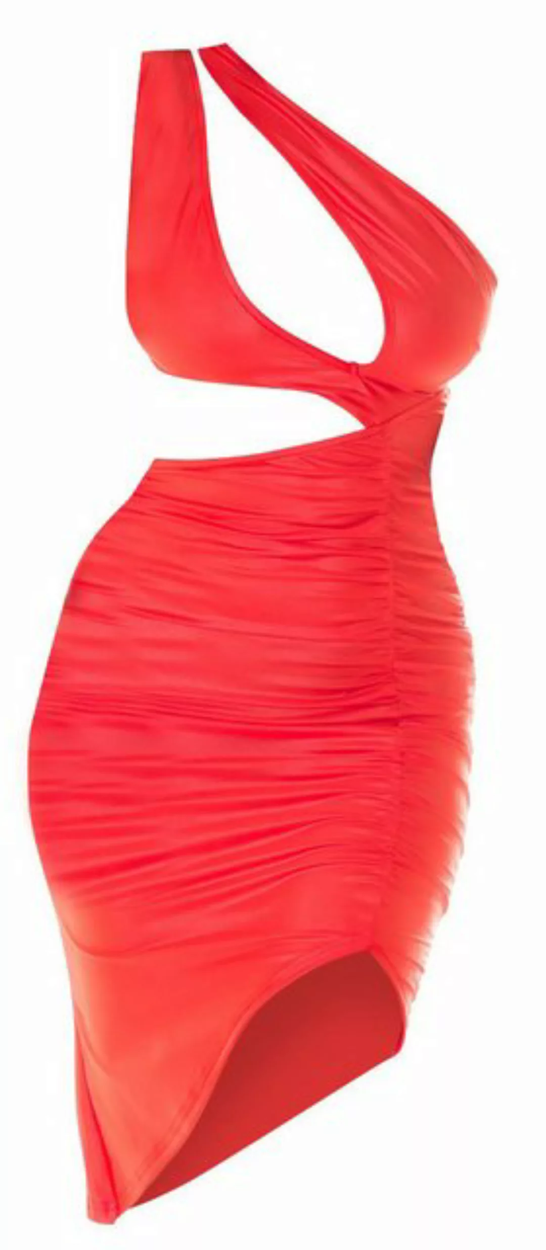 Koucla One-Shoulder-Kleid Minikleid - gerafft - Clubwear Party Wetlook günstig online kaufen