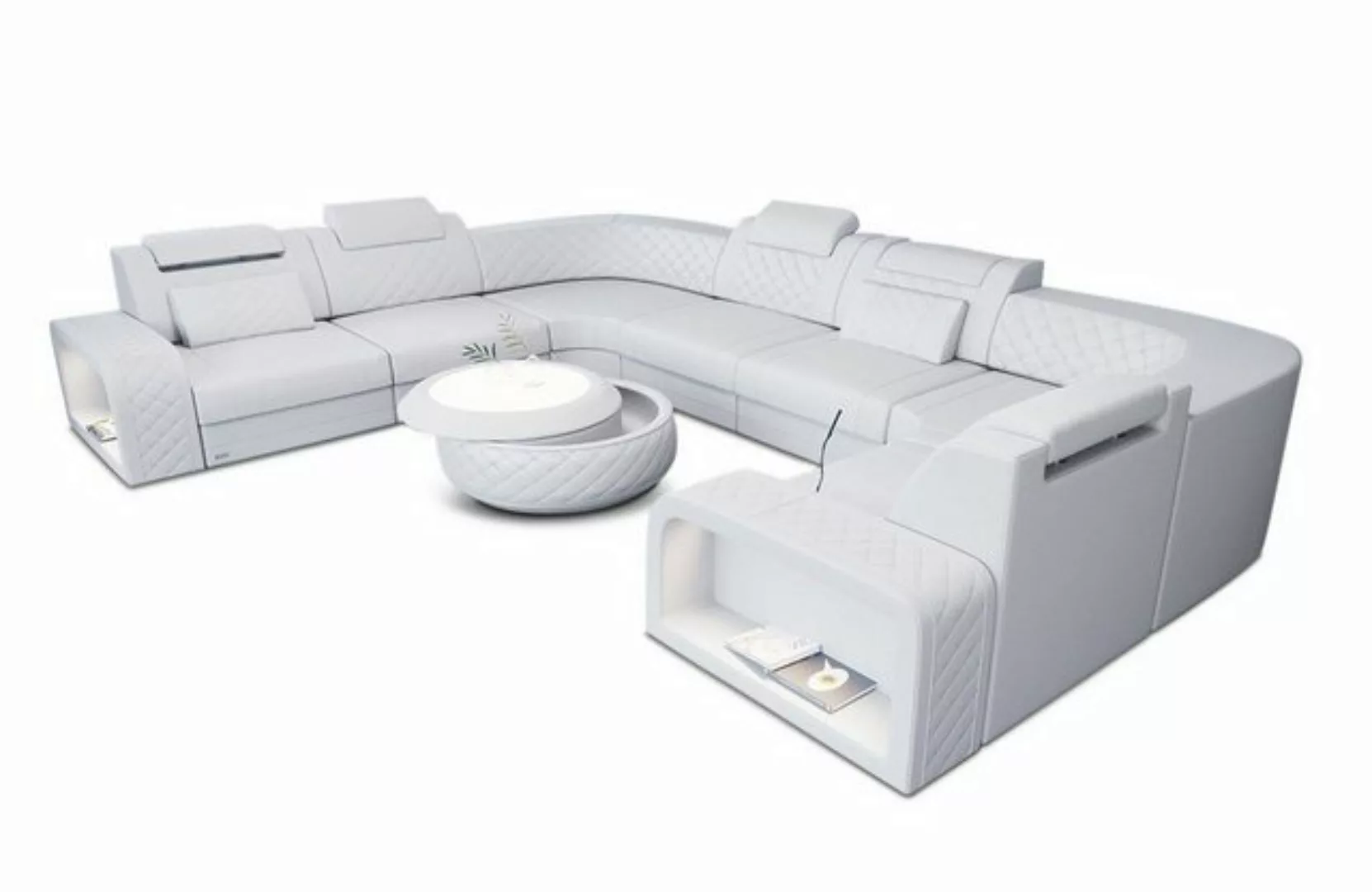 Sofa Dreams Wohnlandschaft Ledersofa Foggia U Form Mini, Designersofa, Sofa günstig online kaufen