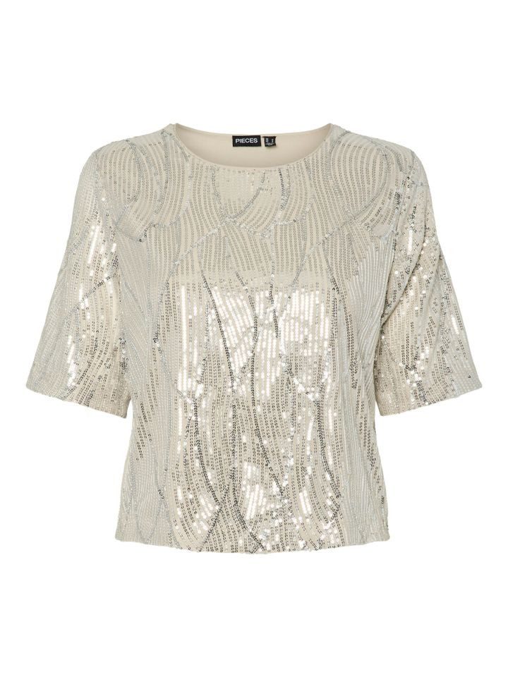pieces Paillettenshirt - Pieces Kurzarmshirt mit günstig online kaufen