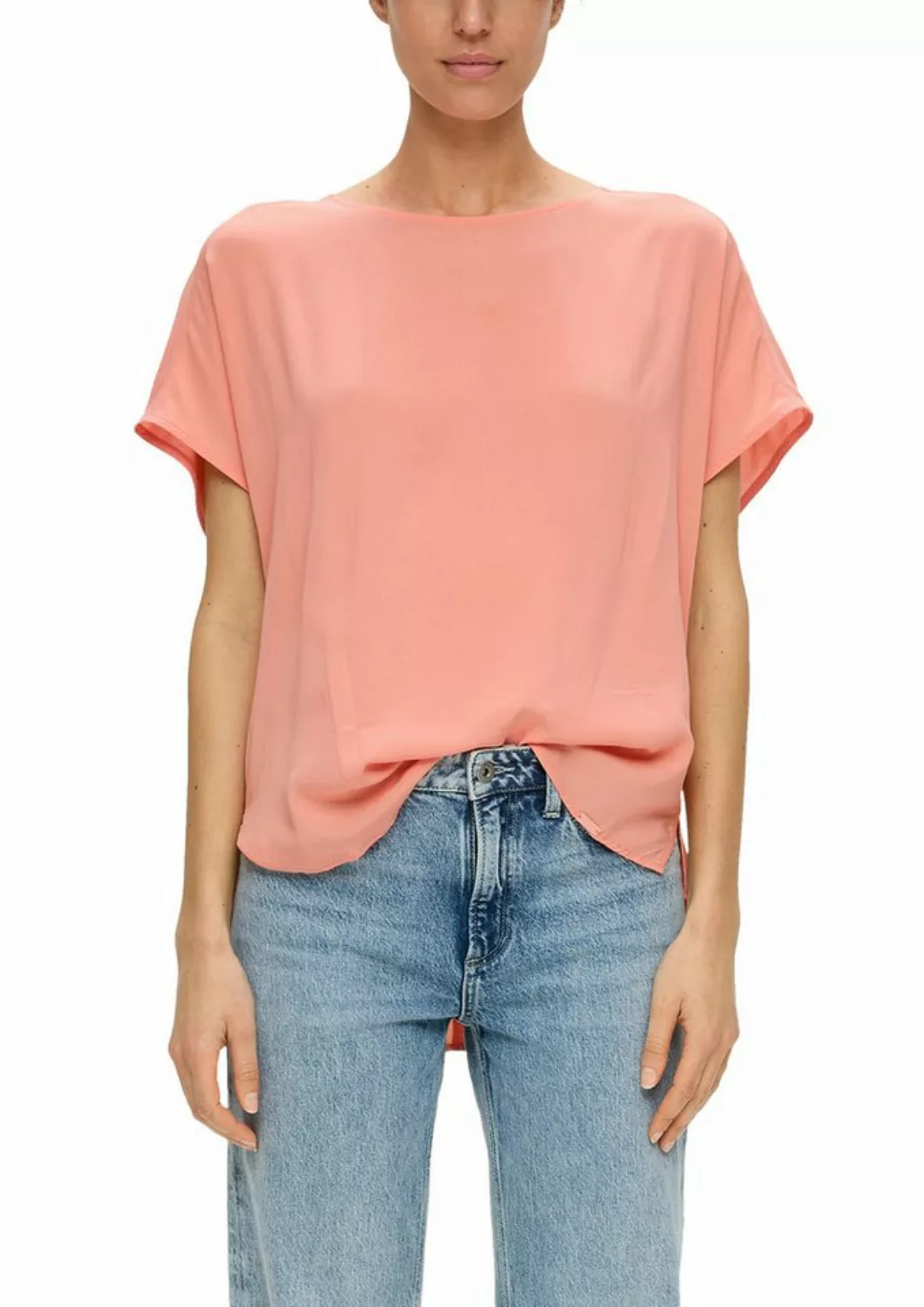 QS Shirtbluse QS by s.Oliver Oversize-Bluse in Apricot (1-tlg) Nackenschlit günstig online kaufen