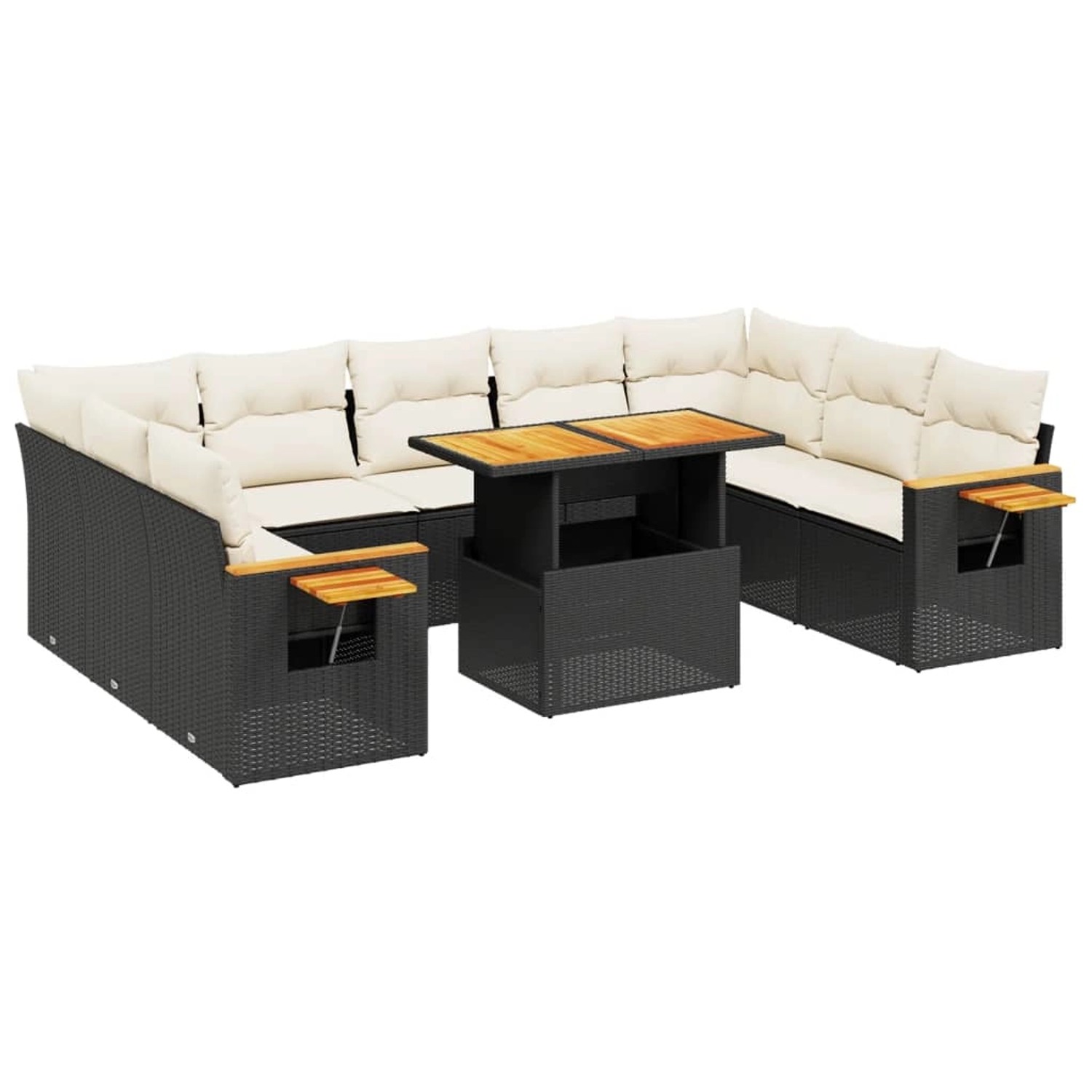 vidaXL 11-Tlg Garten-Sofagarnitur mit Kissen Schwarz Poly Rattan 3273688 günstig online kaufen