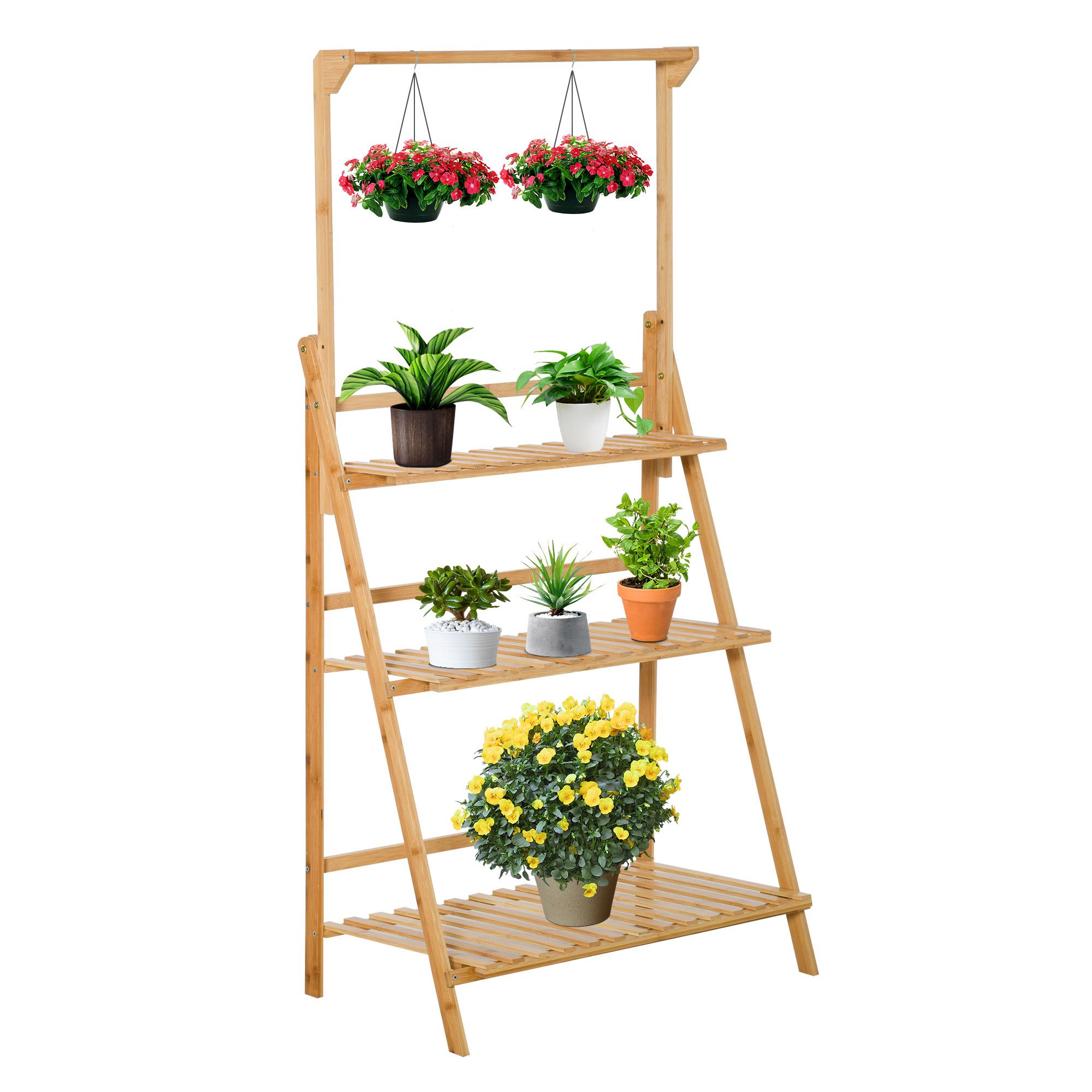Outsunny Blumentreppe Holz  Flexibles Leiterregal mit einstellbarer Hängehö günstig online kaufen
