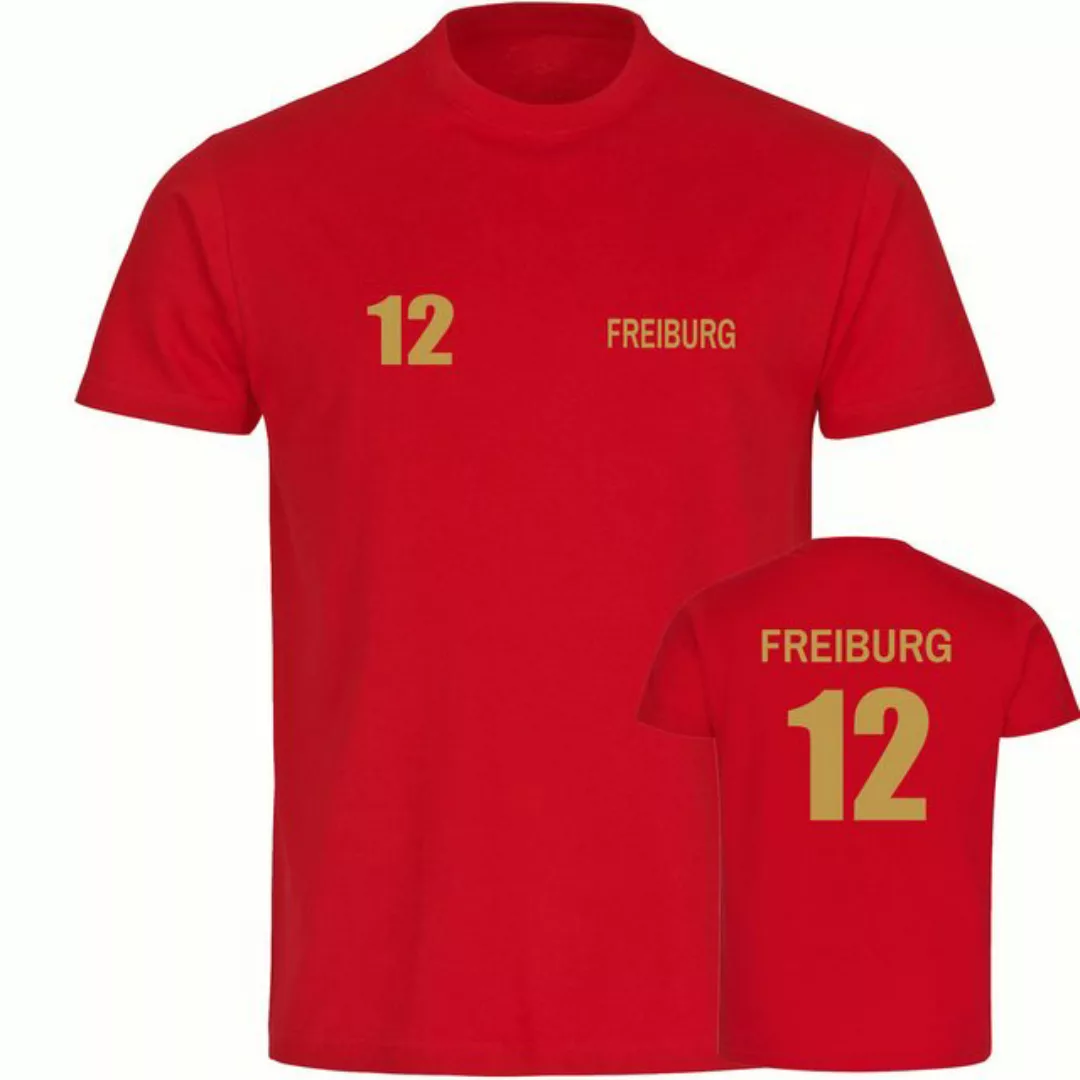 multifanshop T-Shirt Herren Freiburg - Trikot Nummer 12 gold - Männer günstig online kaufen