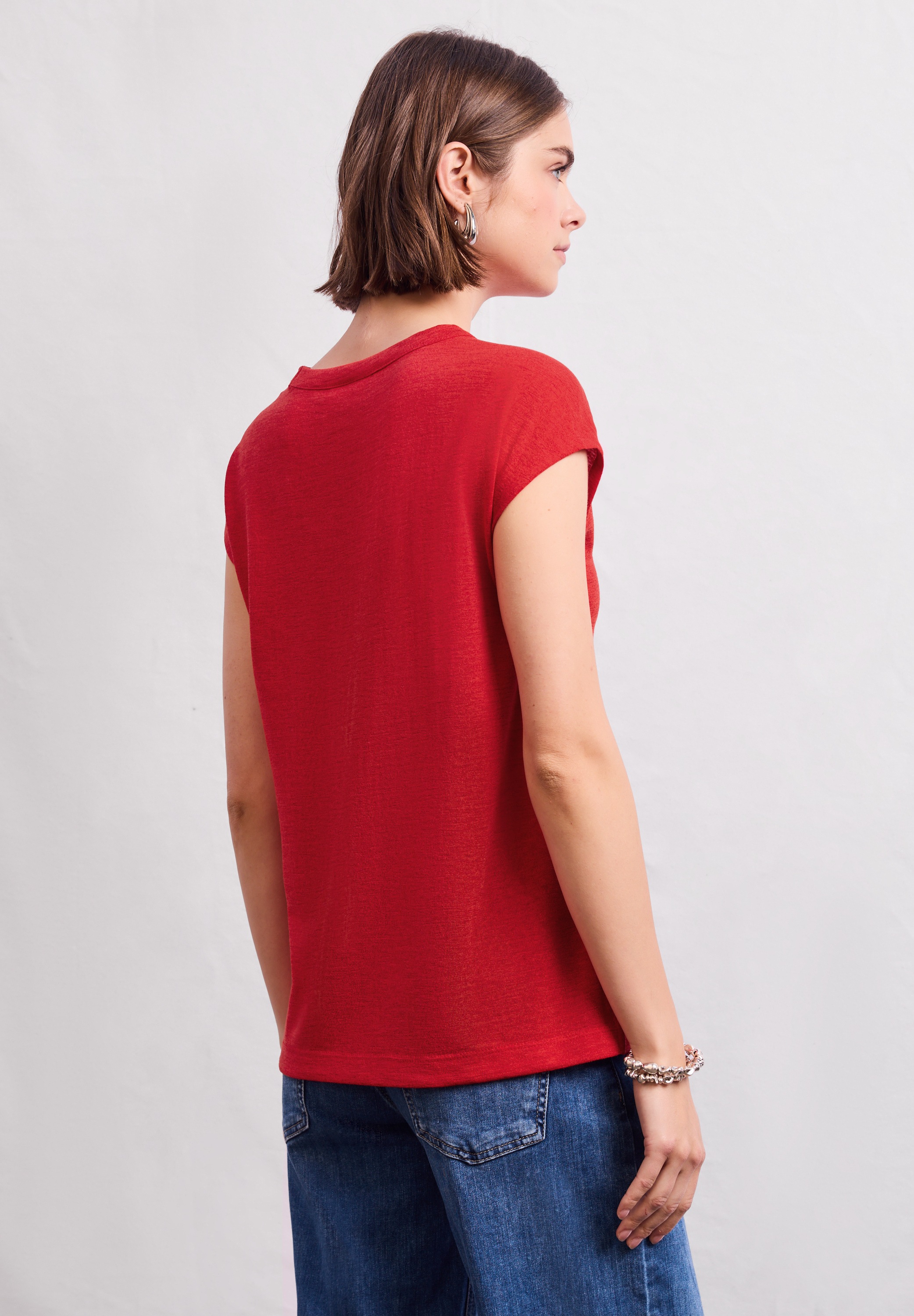 STREET ONE STUDIO T-Shirt, aus elastischem Materialmix günstig online kaufen