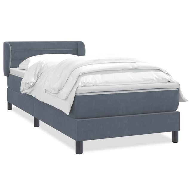 vidaXL Boxspringbett, Boxspringbett mit Matratze Dunkelgrau 100x220 cm Samt günstig online kaufen