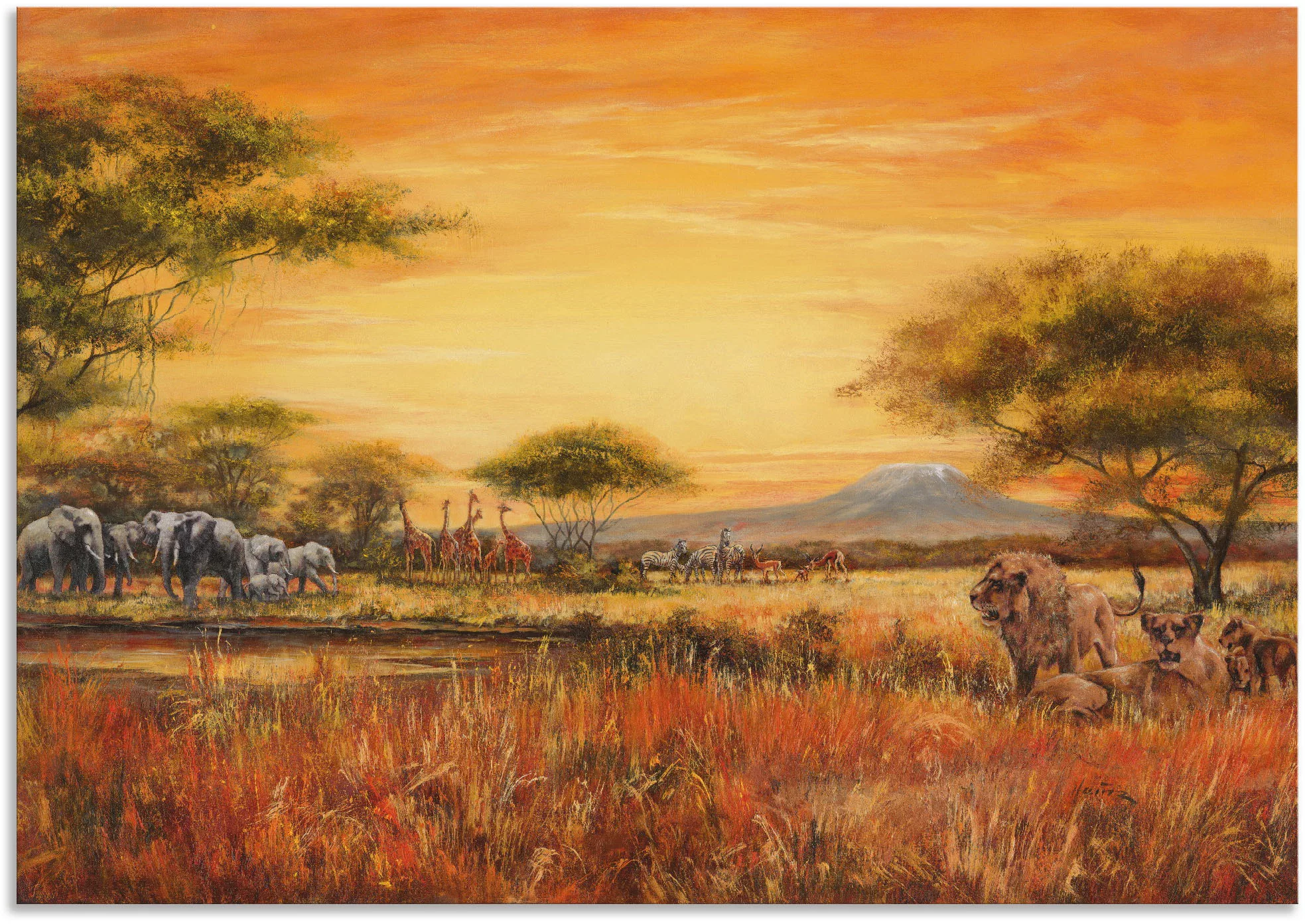 Artland Wandbild »Afrikanische Steppe mit Löwen«, Afrika, (1 St.), als Alub günstig online kaufen