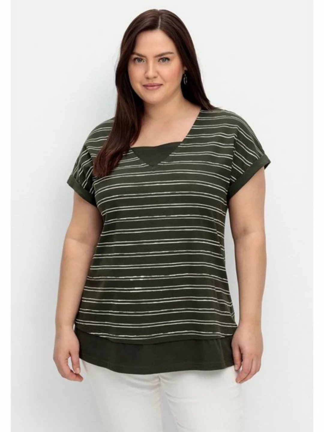 Sheego T-Shirt Große Größen im Lagenlook, aus reiner Baumwolle günstig online kaufen