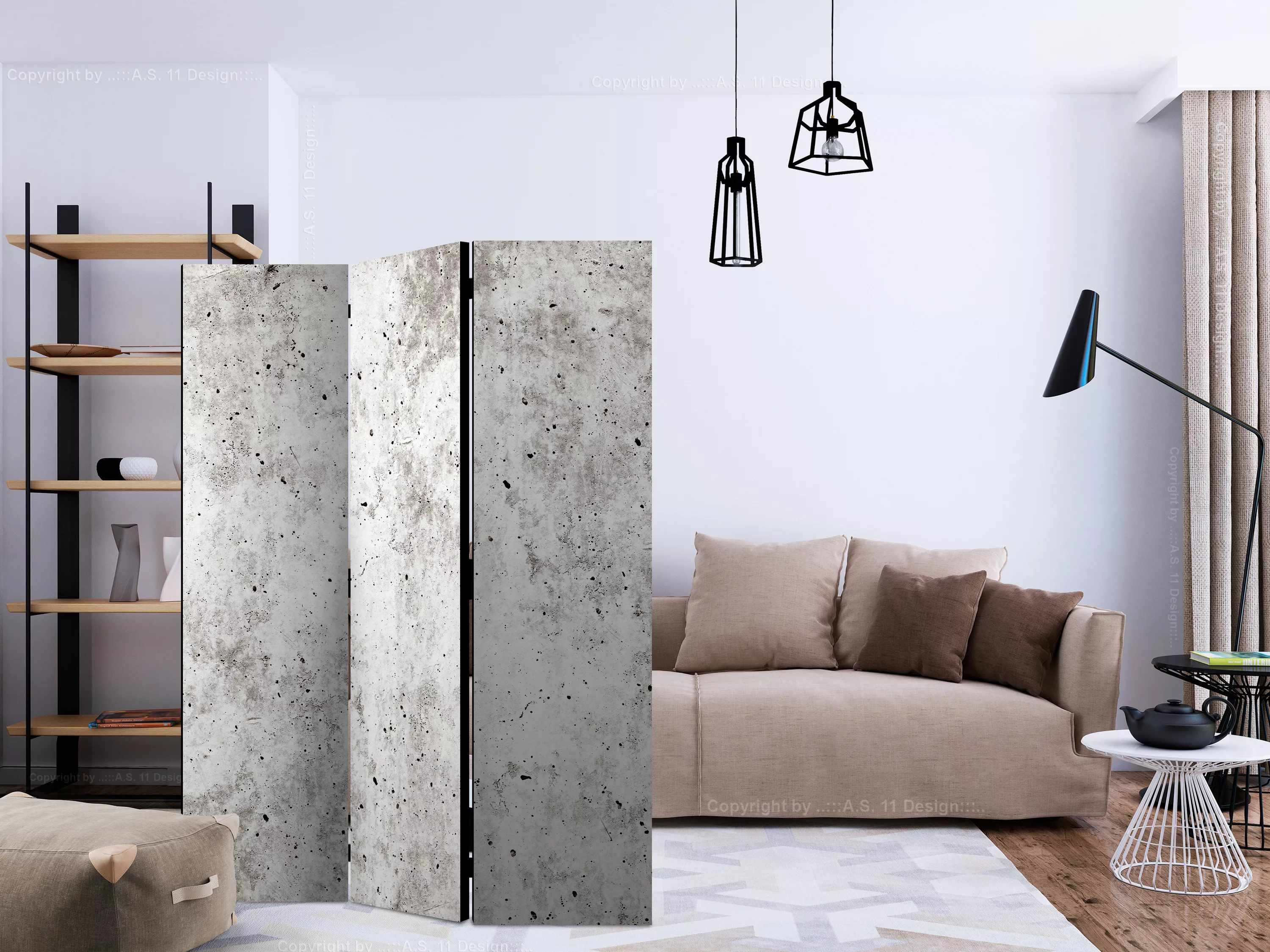 3-teiliges Paravent - Urban Style: Concrete [room Dividers] günstig online kaufen