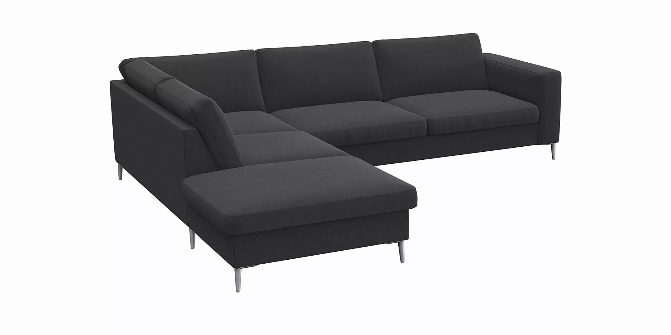 FLEXLUX Ecksofa »Fiore, L-Form«, breite Armlehnen, Kaltschaum, Füße Alu günstig online kaufen