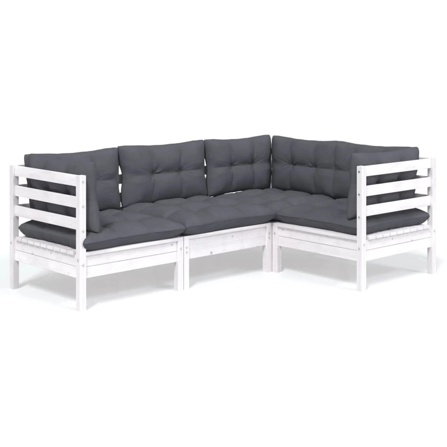 vidaXL 4-Tlg Garten-Lounge-Set mit Kissen Weiß Kiefernholz 3096371 günstig online kaufen