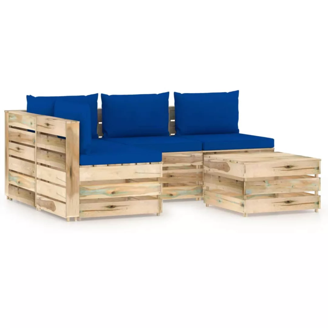 5-tlg. Garten-lounge-set Mit Kissen Grün Imprägniertes Holz günstig online kaufen