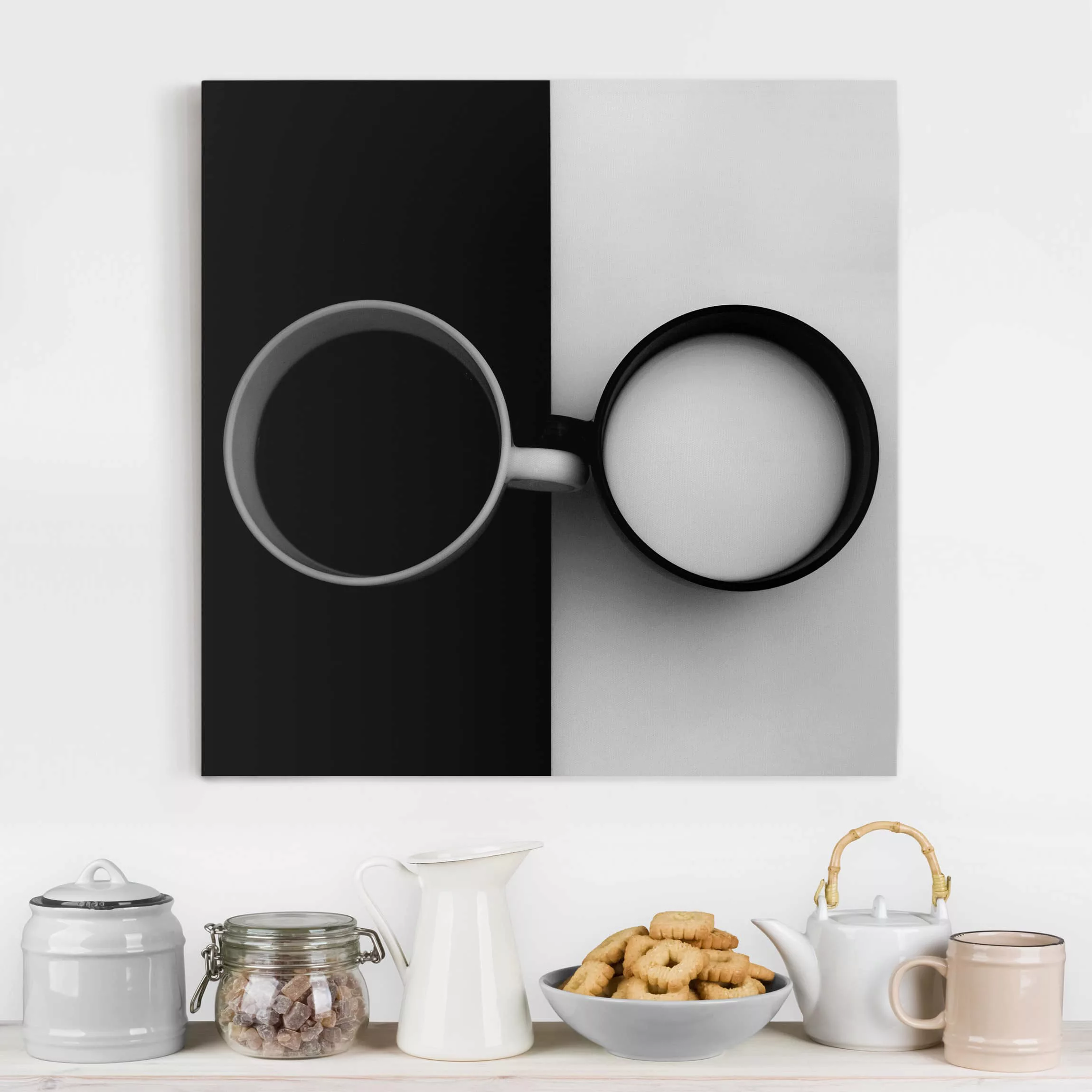 Leinwandbild Küche - Quadrat Gegensätze günstig online kaufen