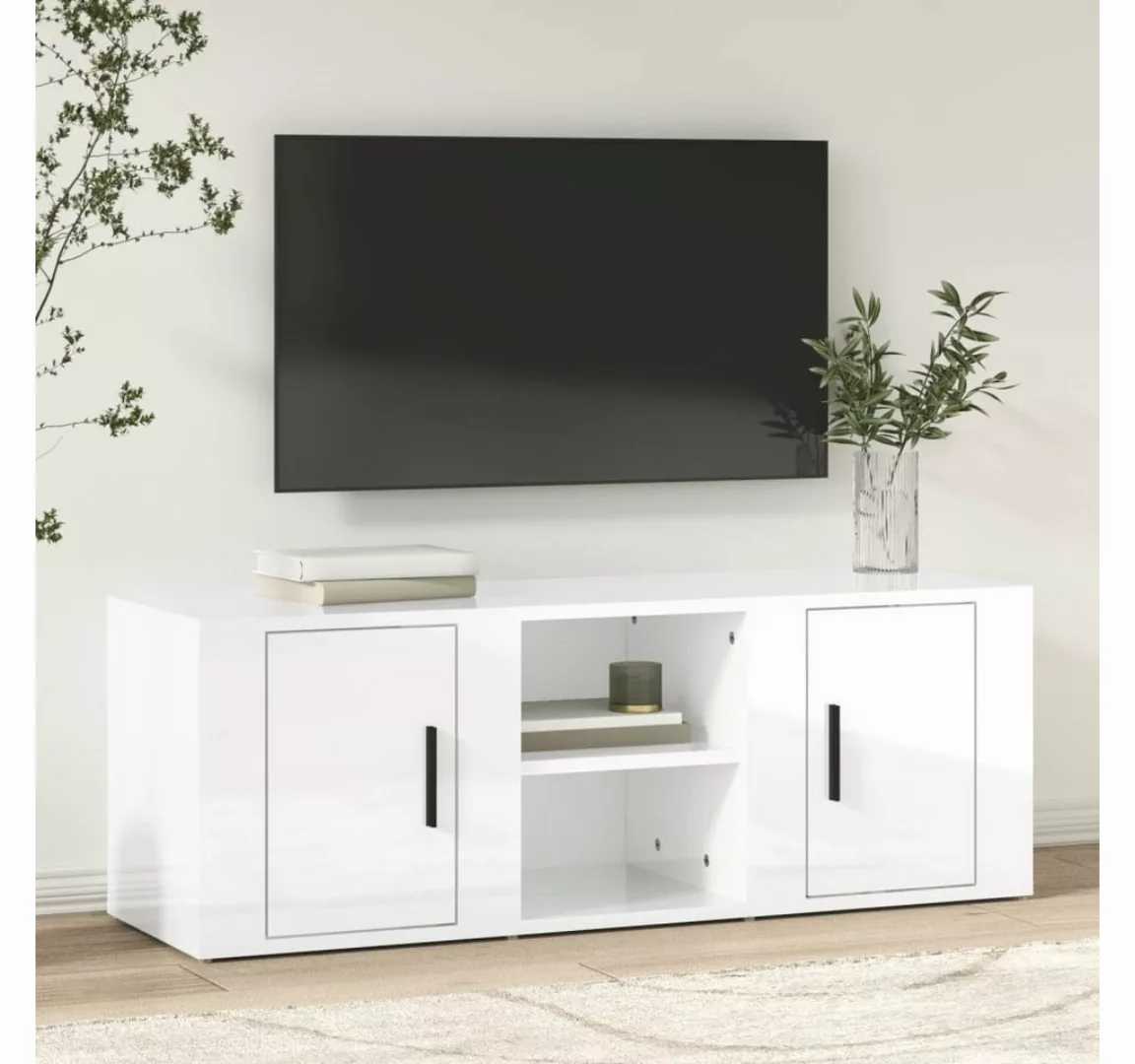 furnicato TV-Schrank Hochglanz-Weiß 100x31,5x35 cm Holzwerkstoff günstig online kaufen