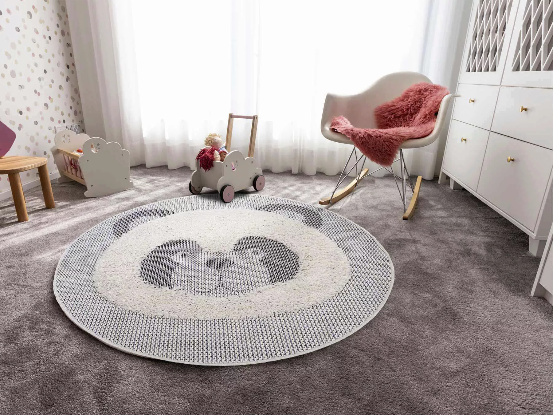 Primaflor-Ideen in Textil Kinderteppich »NAVAJO - Panda«, rund, Hoch-Tief-E günstig online kaufen