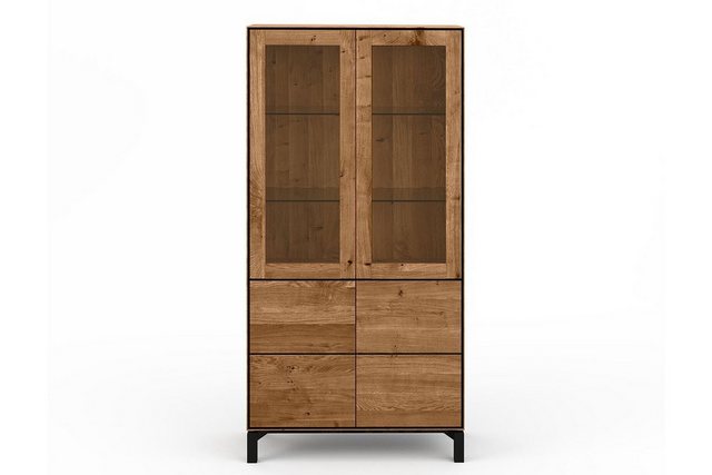 daslagerhaus living Hochschrank Vitrinenschrank Birmingham Eiche H 200 cm günstig online kaufen