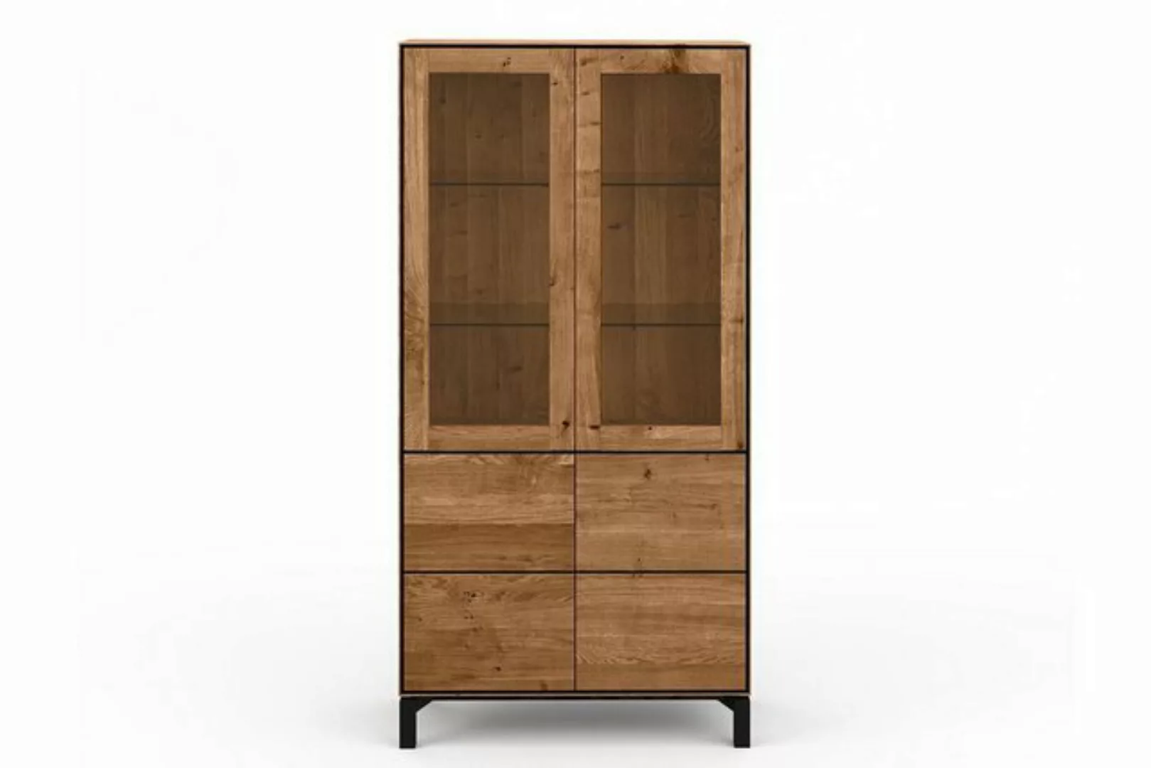 daslagerhaus living Hochschrank Vitrinenschrank Birmingham Eiche H 200 cm günstig online kaufen