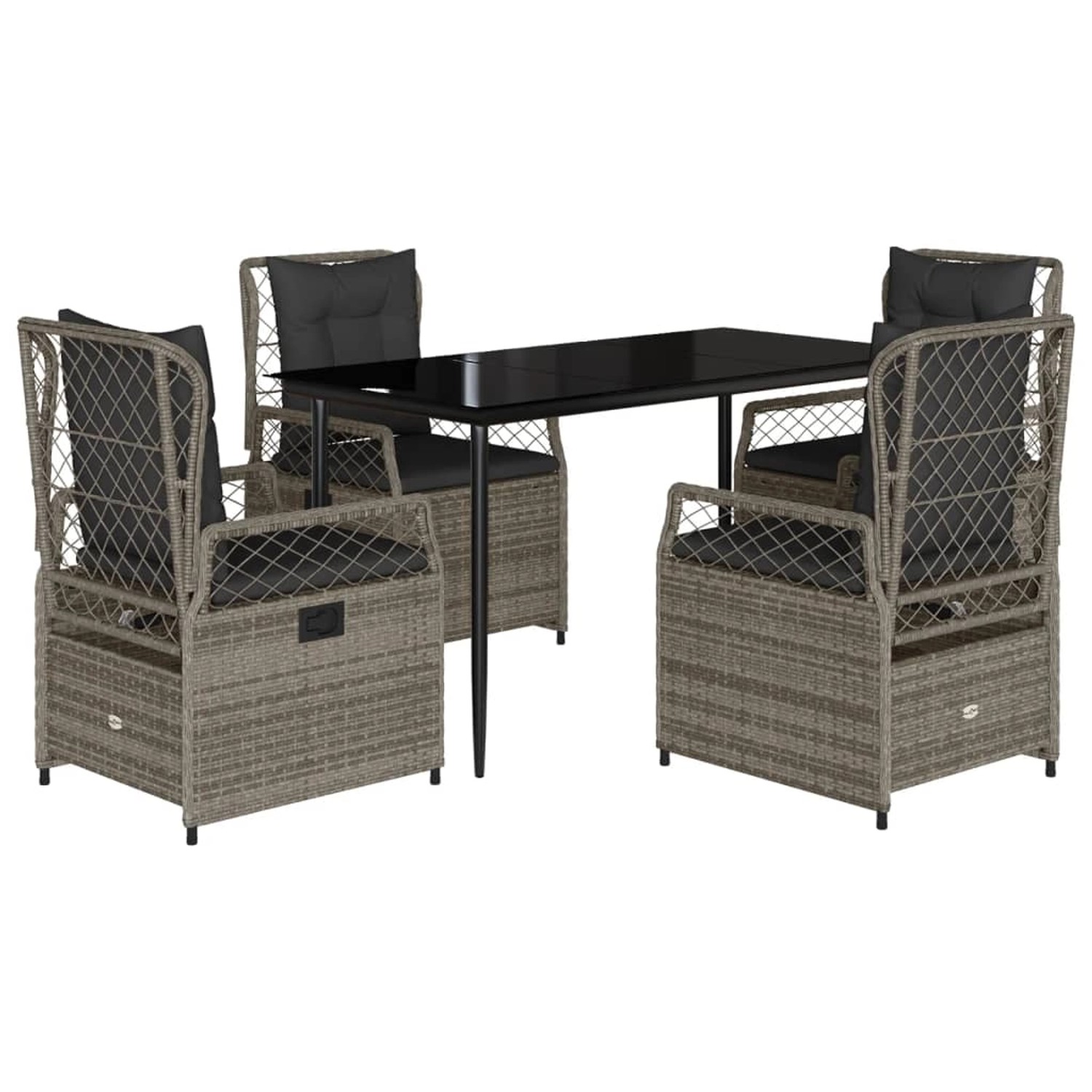 vidaXL 5-Tlg Garten-Essgruppe mit Kissen Grau Poly Rattan 3262987 günstig online kaufen