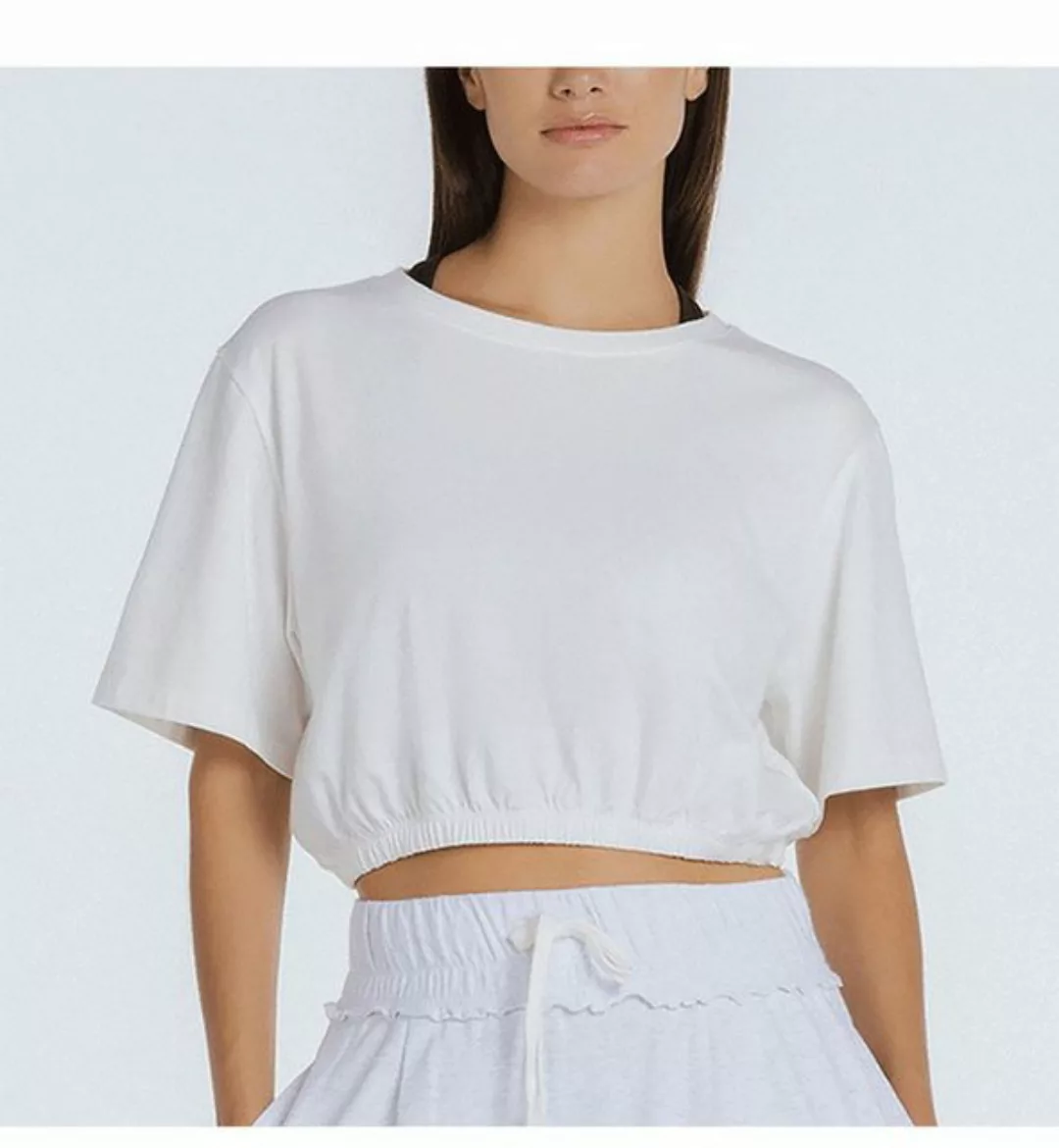 RUZU UG Blusentop Shirtbluse Kurzarm-T-Shirt Yoga Wear Damen Casual Top Kur günstig online kaufen