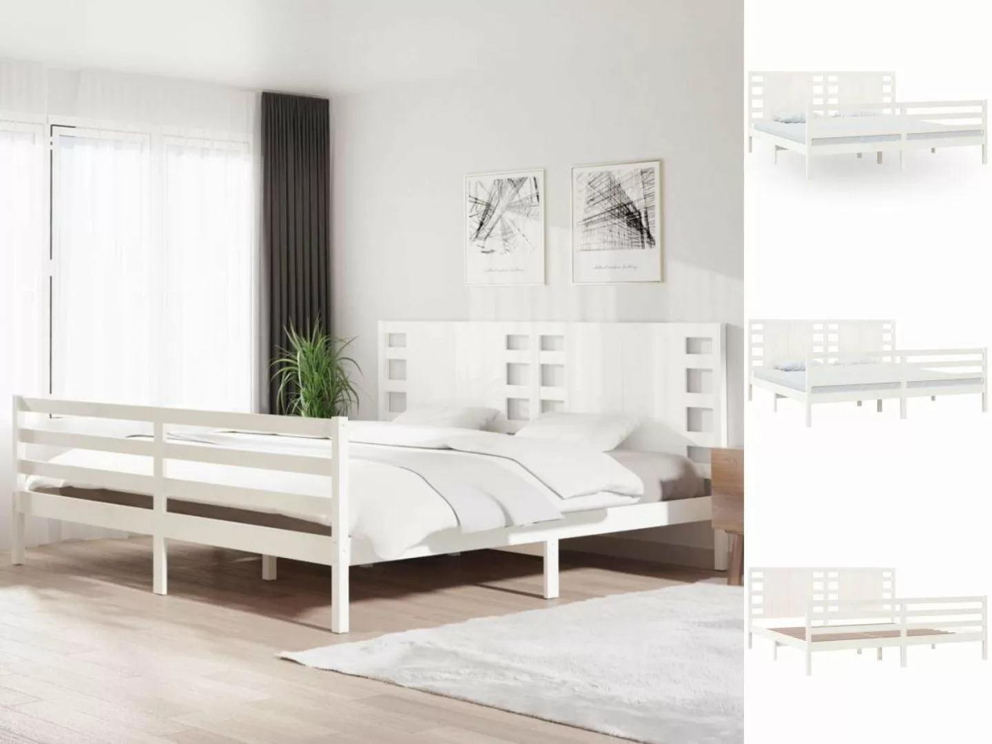 vidaXL Bettgestell Massivholzbett Weiß Kiefer 200x200 cm Bett Bettgestell D günstig online kaufen