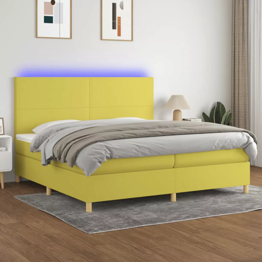 Vidaxl Boxspringbett Mit Matratze & Led Grün 200x200 Cm Stoff günstig online kaufen