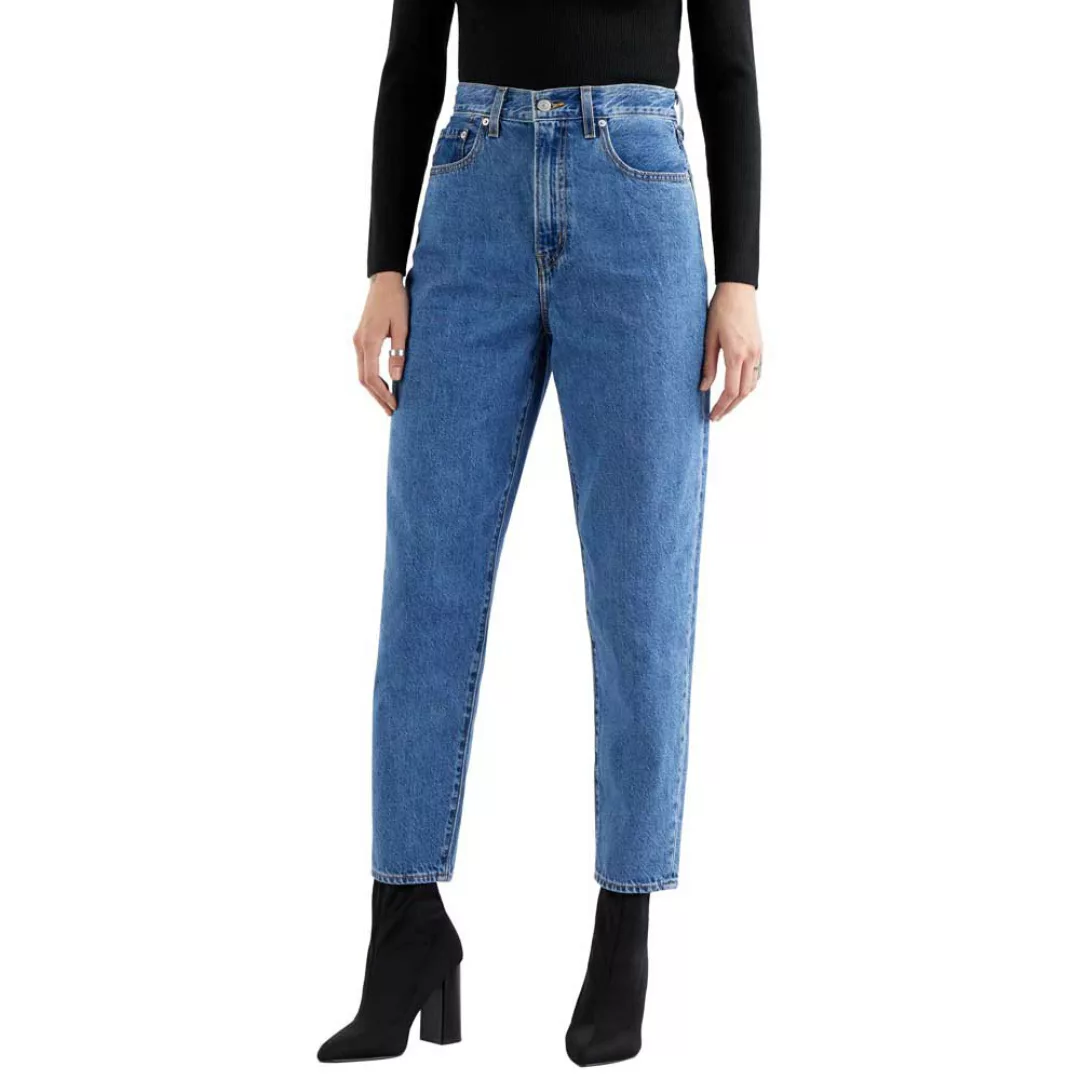 Levi's – Weite, schmal zulaufende Jeans mit hohem Bund in mittelblauer Wasc günstig online kaufen