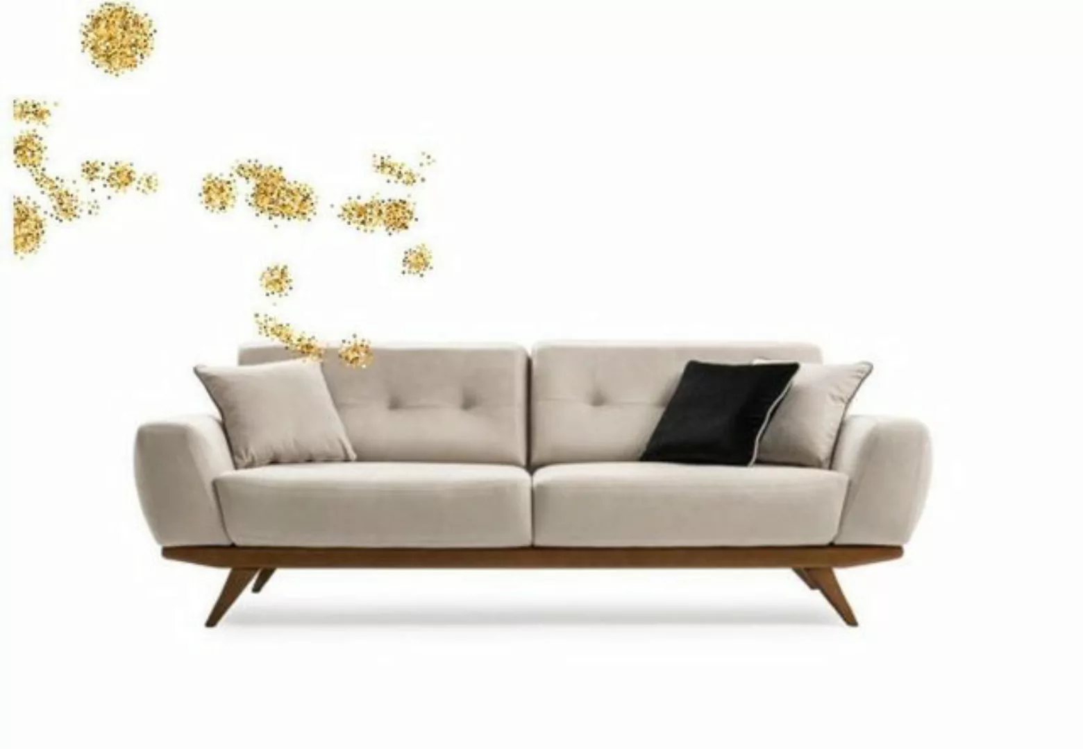 JVmoebel 2-Sitzer Sofa 2 Sitz Design Wohnzimmer Polster Holz Leder Moderne günstig online kaufen