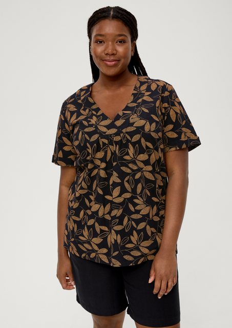 TRIANGLE Kurzarmshirt Blusenshirt im Fabricmix Insert, Raffung, Logo günstig online kaufen
