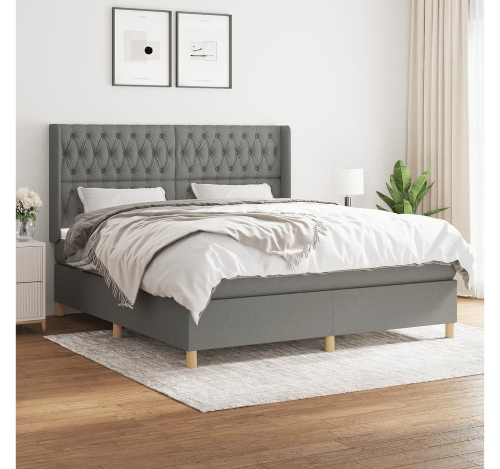 vidaXL Boxspringbett Boxspringbett mit Matratze Dunkelgrau 180x200 cm Stoff günstig online kaufen