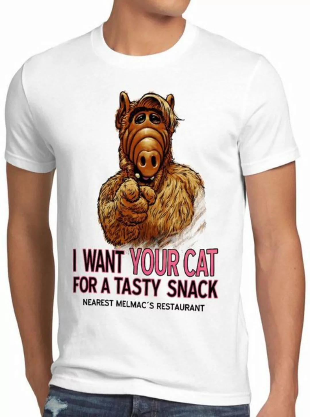 style3 Print-Shirt Herren T-Shirt I Want Your Cat alf melmac sitcom günstig online kaufen