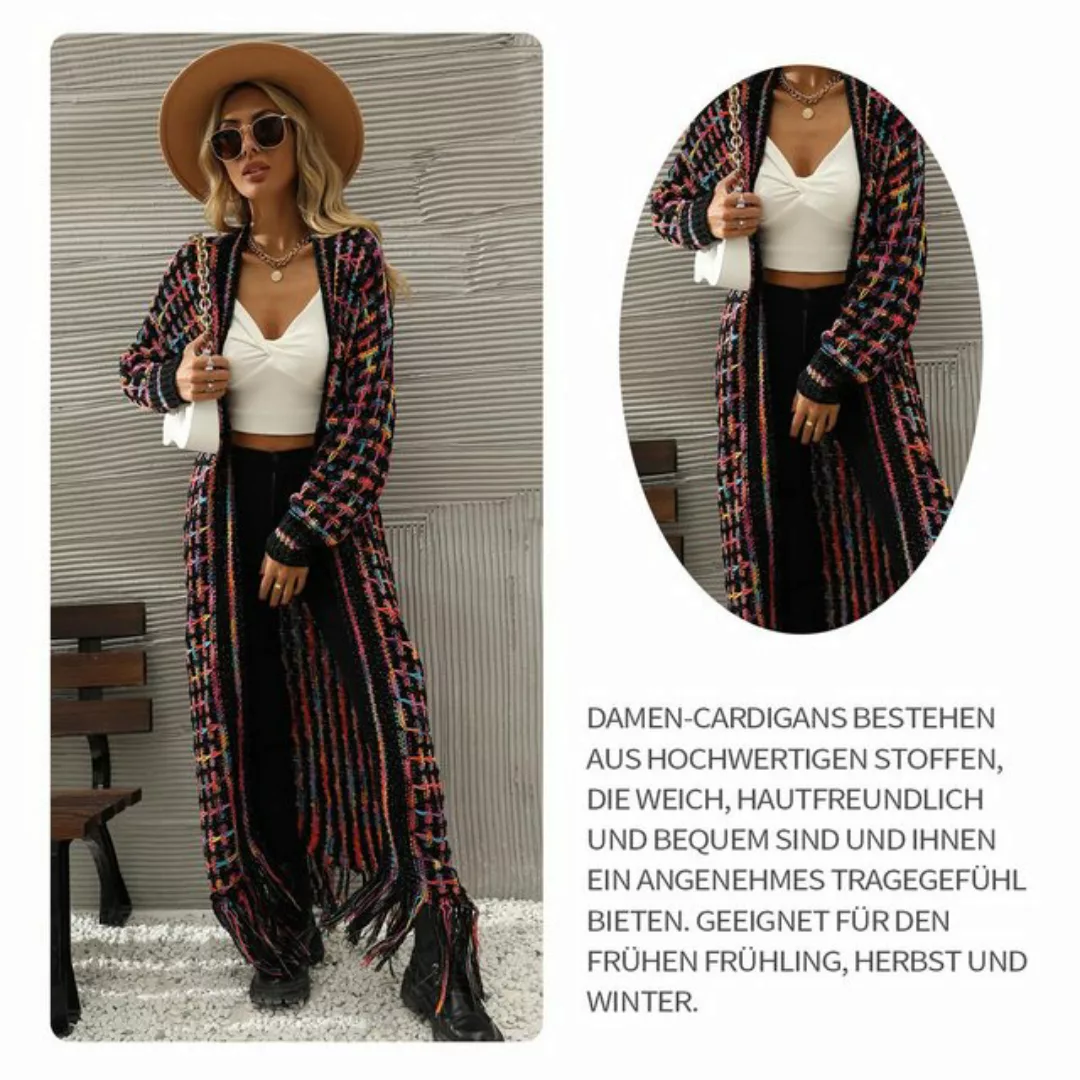 Zoclack Strickjacke Strickjacke Lang Geschnitten Boho-Cardigan für Damen Qu günstig online kaufen