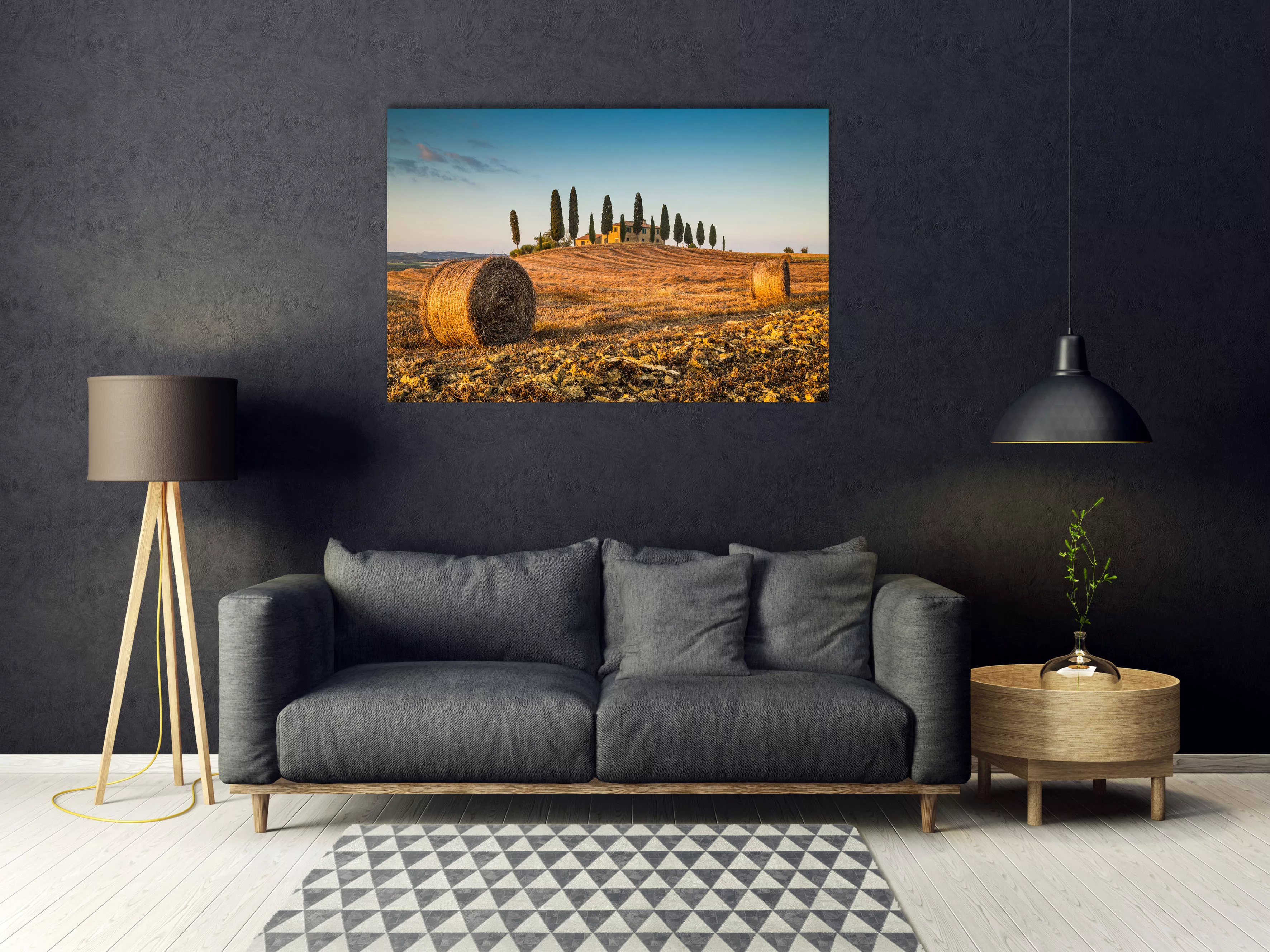 queence Acrylglasbild "Toskana", Landschaft-Italien-Tannenbaum-Gebäude, (1 günstig online kaufen