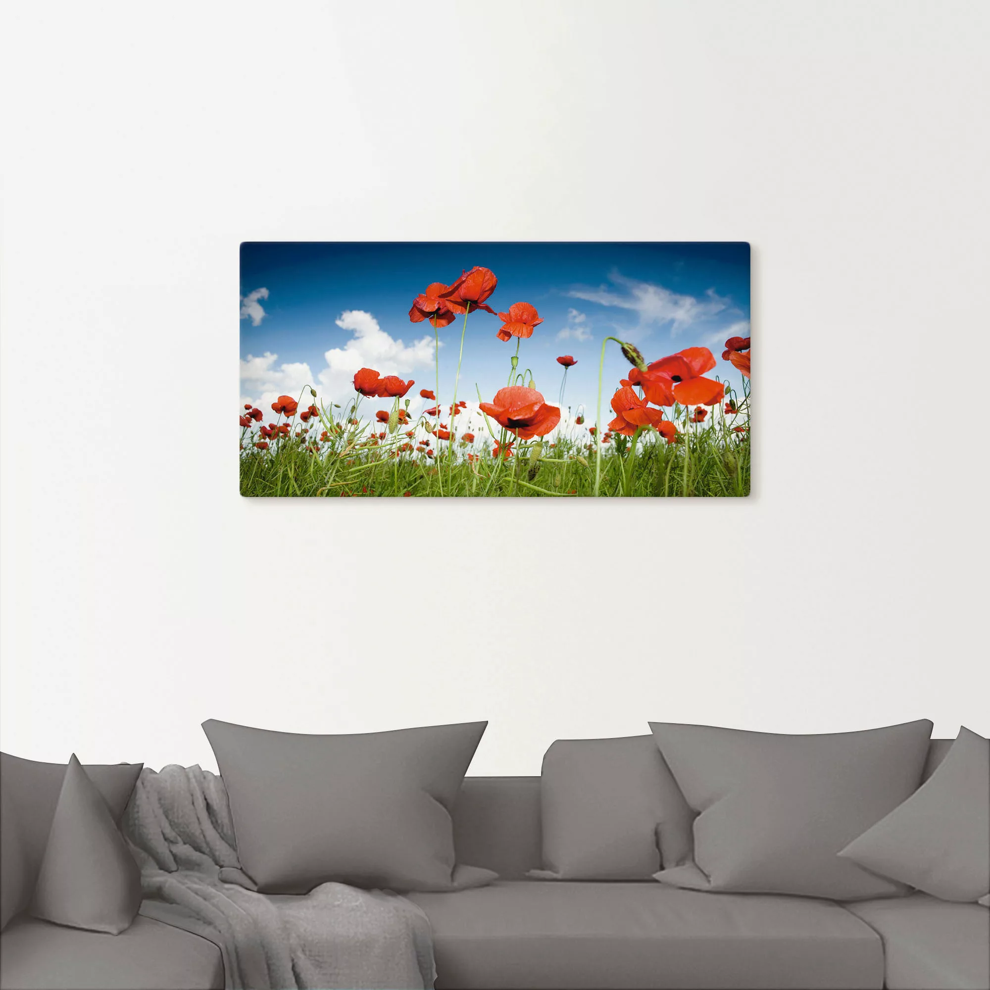 Artland Wandbild "Feld mit Mohnblumen unter Himmel", Blumenwiese, (1 St.), günstig online kaufen