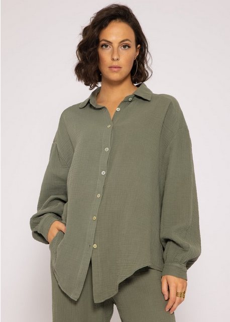 SASSYCLASSY Longbluse Oversize Musselin Bluse Damen kurz Langarm Elegant He günstig online kaufen