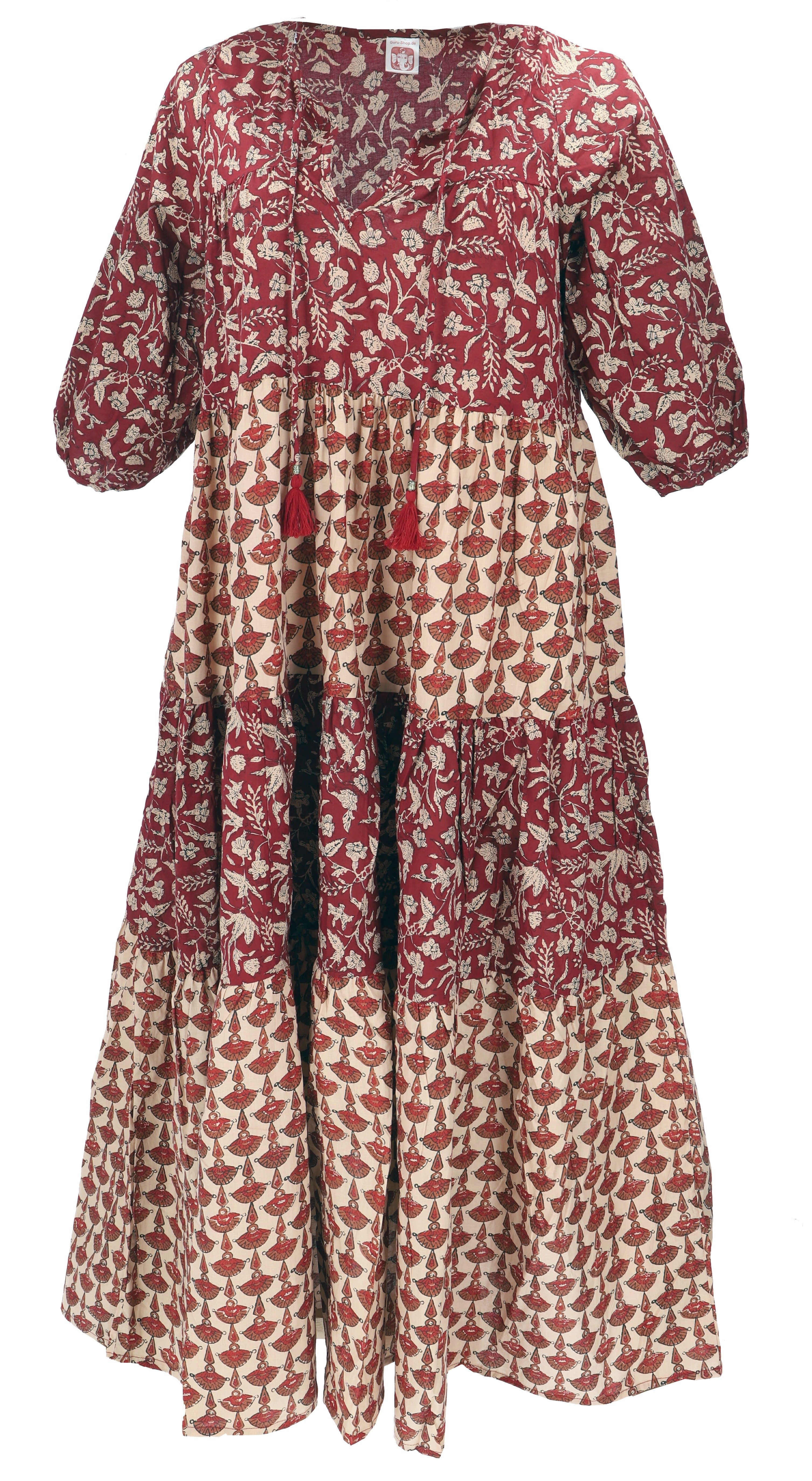 Guru-Shop Midikleid Boho Baumwoll Maxikleid, gestuftes günstig online kaufen