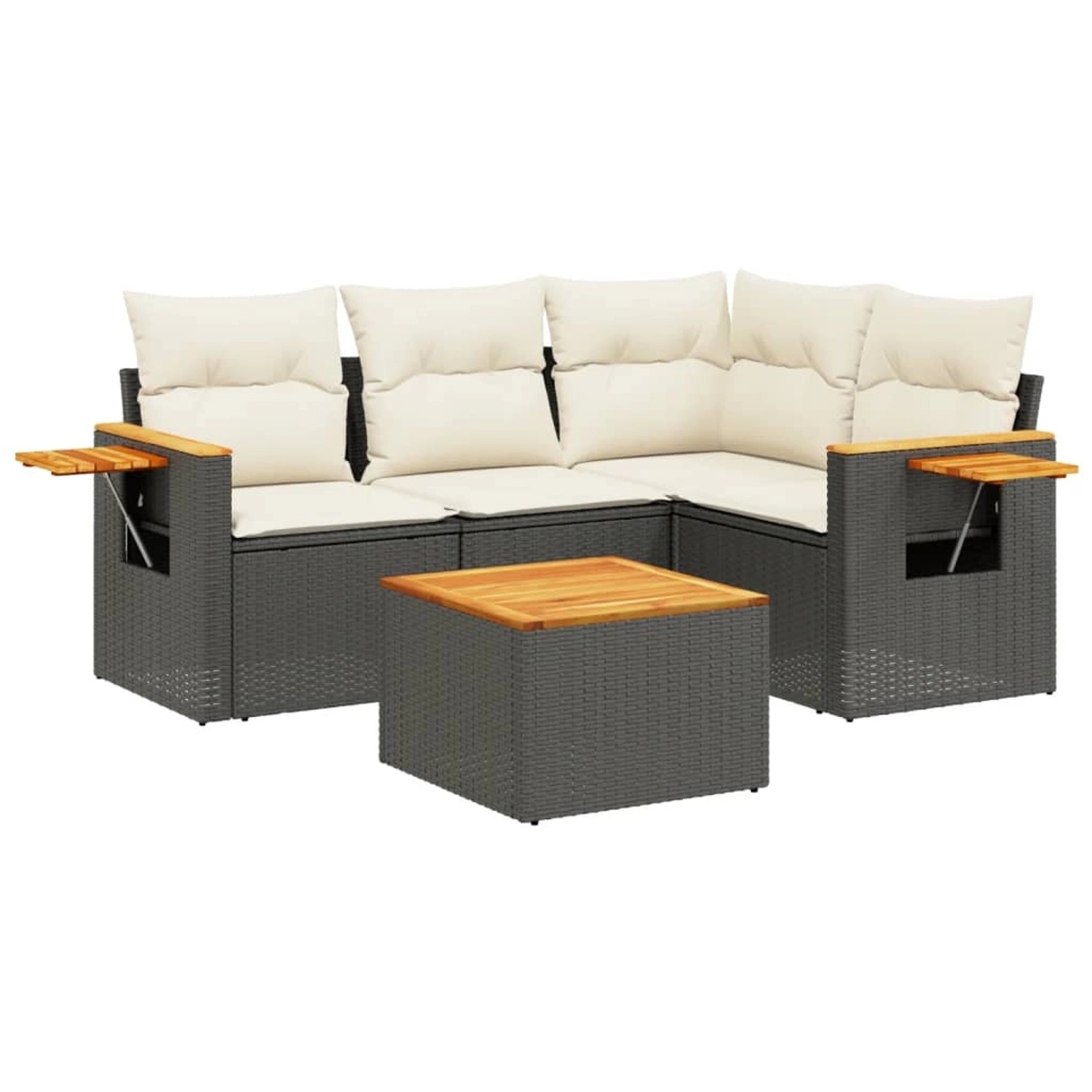 vidaXL 5-Tlg Garten-Sofagarnitur mit Kissen Schwarz Poly Rattan 3259179 günstig online kaufen