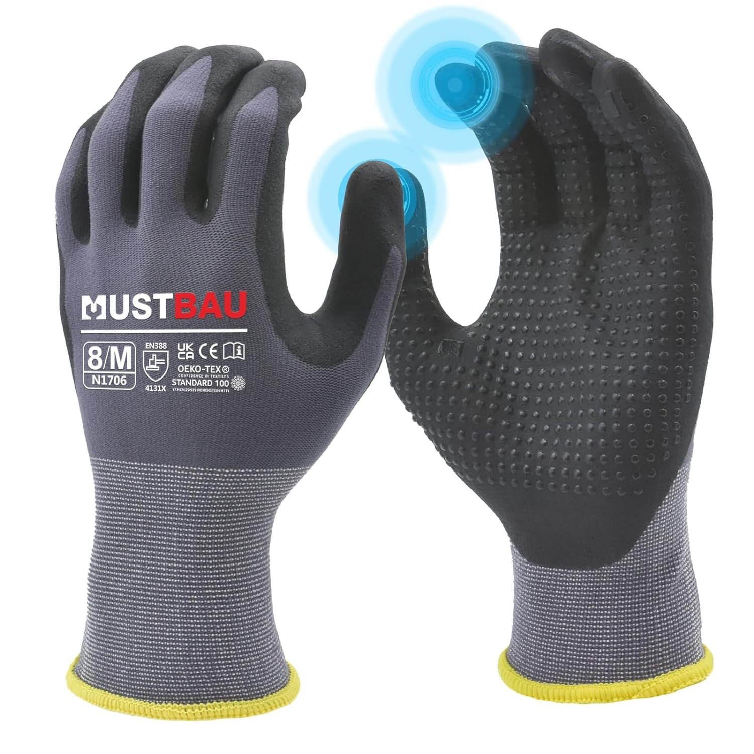 Mustbau Arbeitshandschuhe (12-St) 12/6/3 Pack, Abriebfest günstig online kaufen