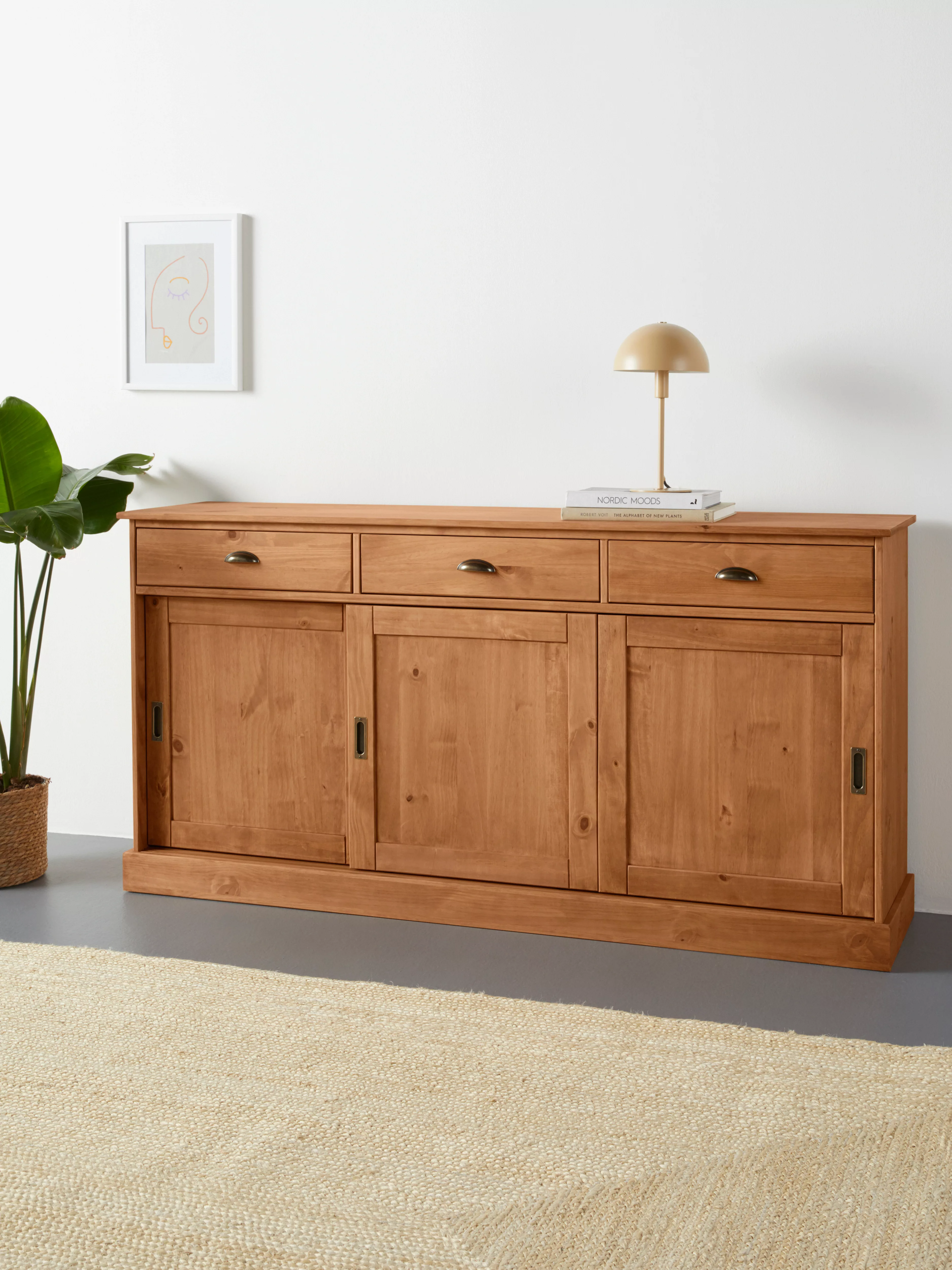 Home affaire Sideboard "Schröder", mit 3 Schiebetüren und 3 Schubkasten, au günstig online kaufen