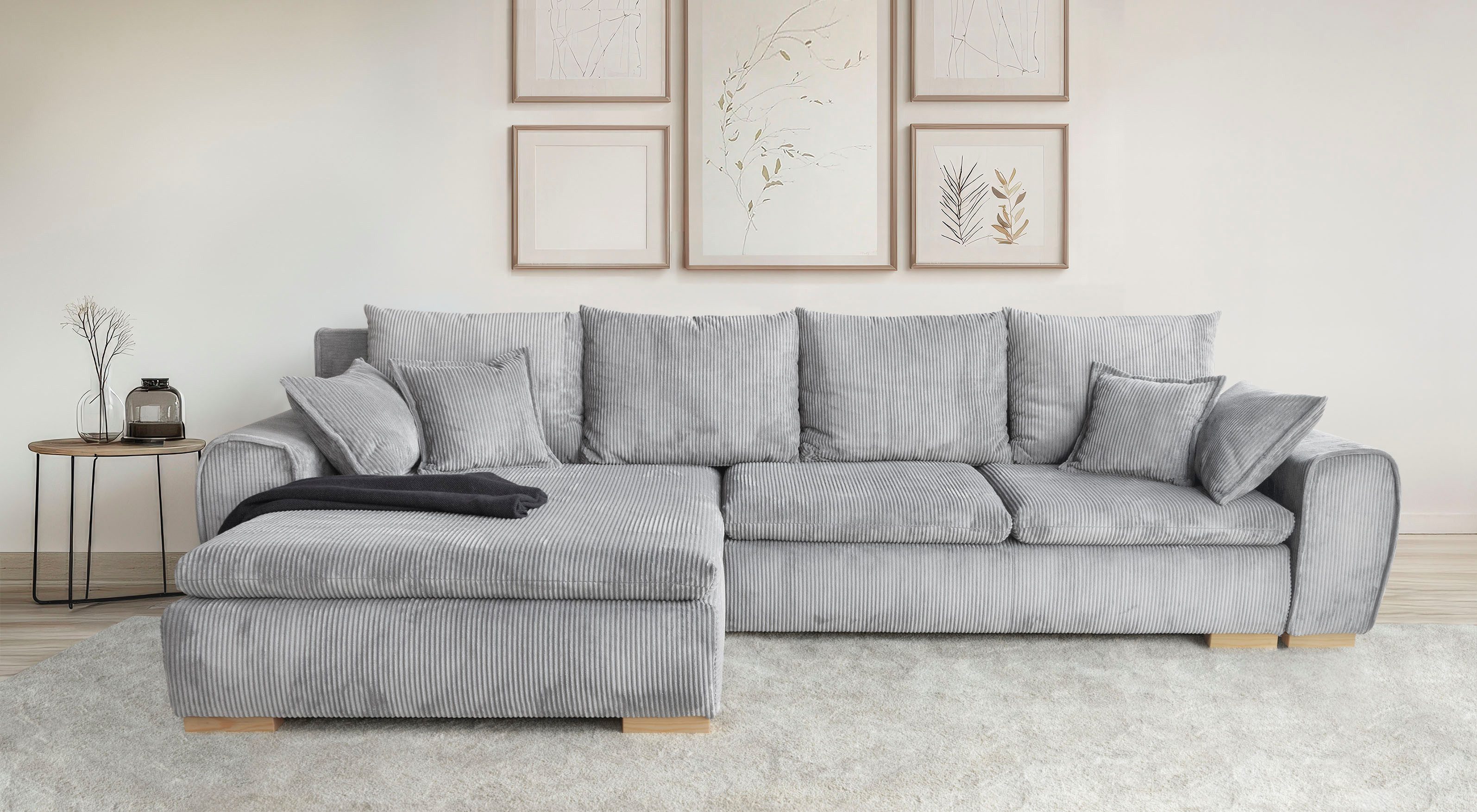 Home affaire Ecksofa "Katja L-Form", Cord Bezug, inkl. Schlaffunktion und S günstig online kaufen