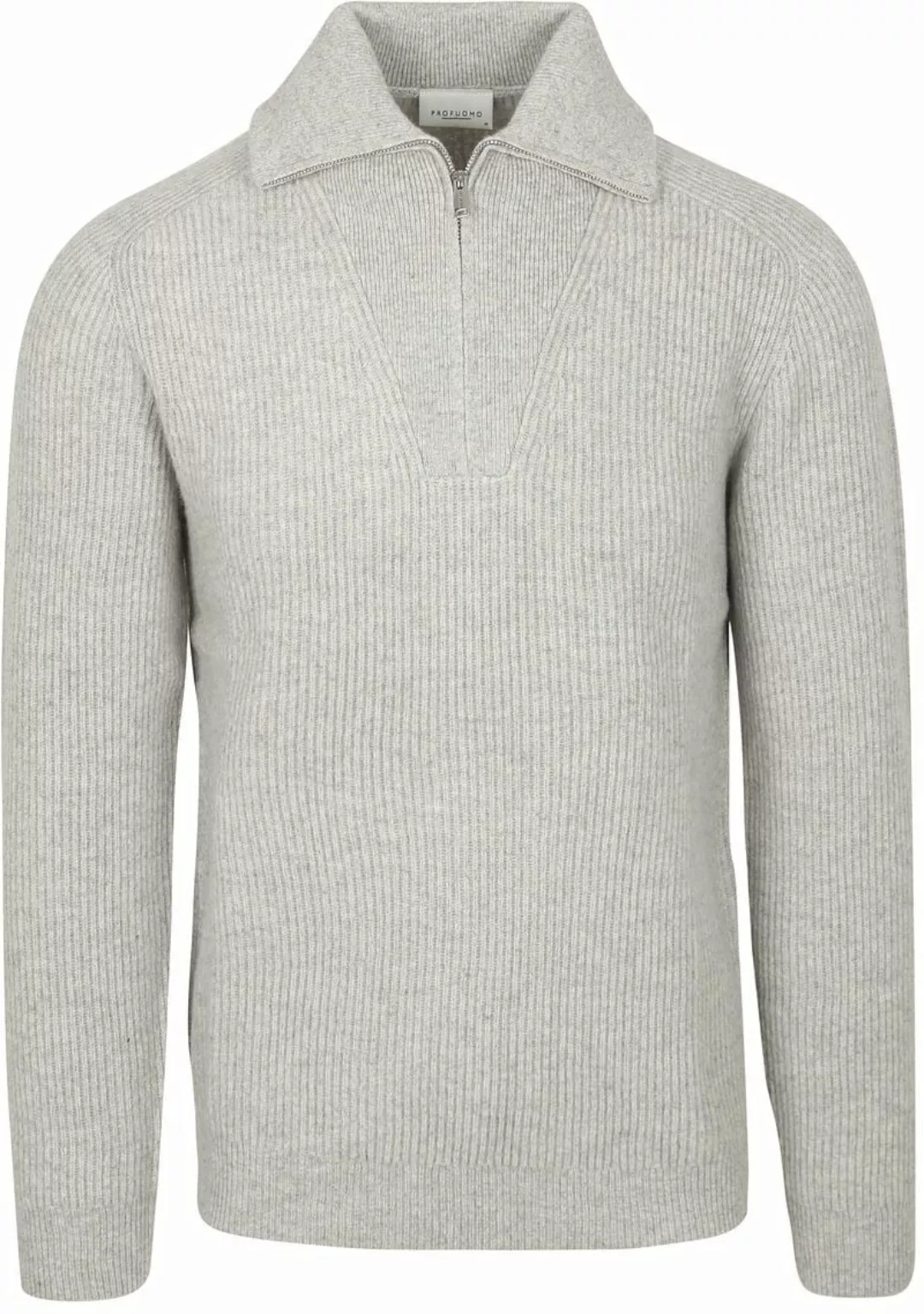 Profuomo Half Zip Pullover Merinowolle Melange Grau - Größe L günstig online kaufen