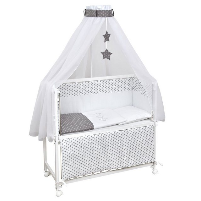 Baby-Delux Beistellbett Babybett Grey Stars, Stillbett 90x40 weiß höhenvers günstig online kaufen