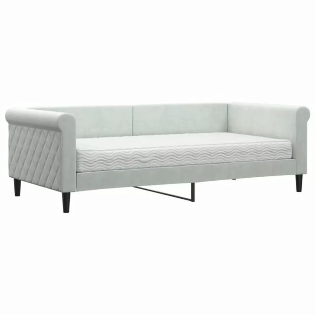vidaXL Bett Tagesbett mit Matratze Hellgrau 90x190 cm Samt günstig online kaufen