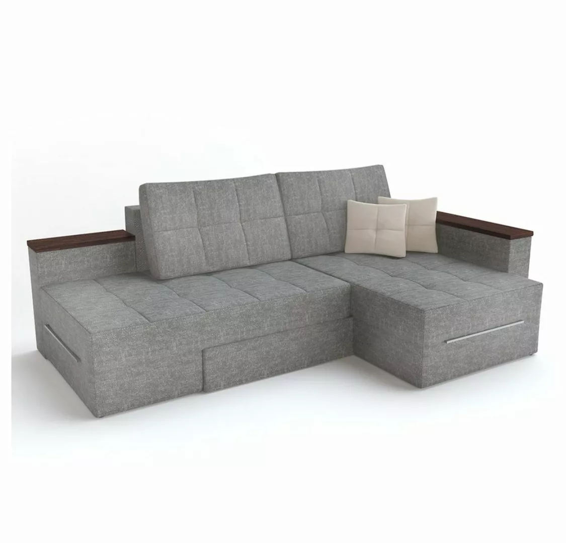 VitaliSpa® Ecksofa, Grau/Grau, 160 x 240 cm Rechte Ecke, mit Bettfunktion günstig online kaufen