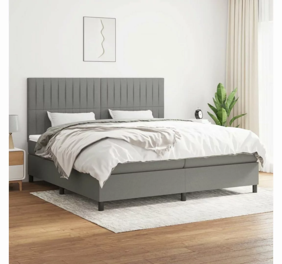 furnicato Bett Boxspringbett mit Matratze Dunkelgrau 200x200 cm Stoff günstig online kaufen