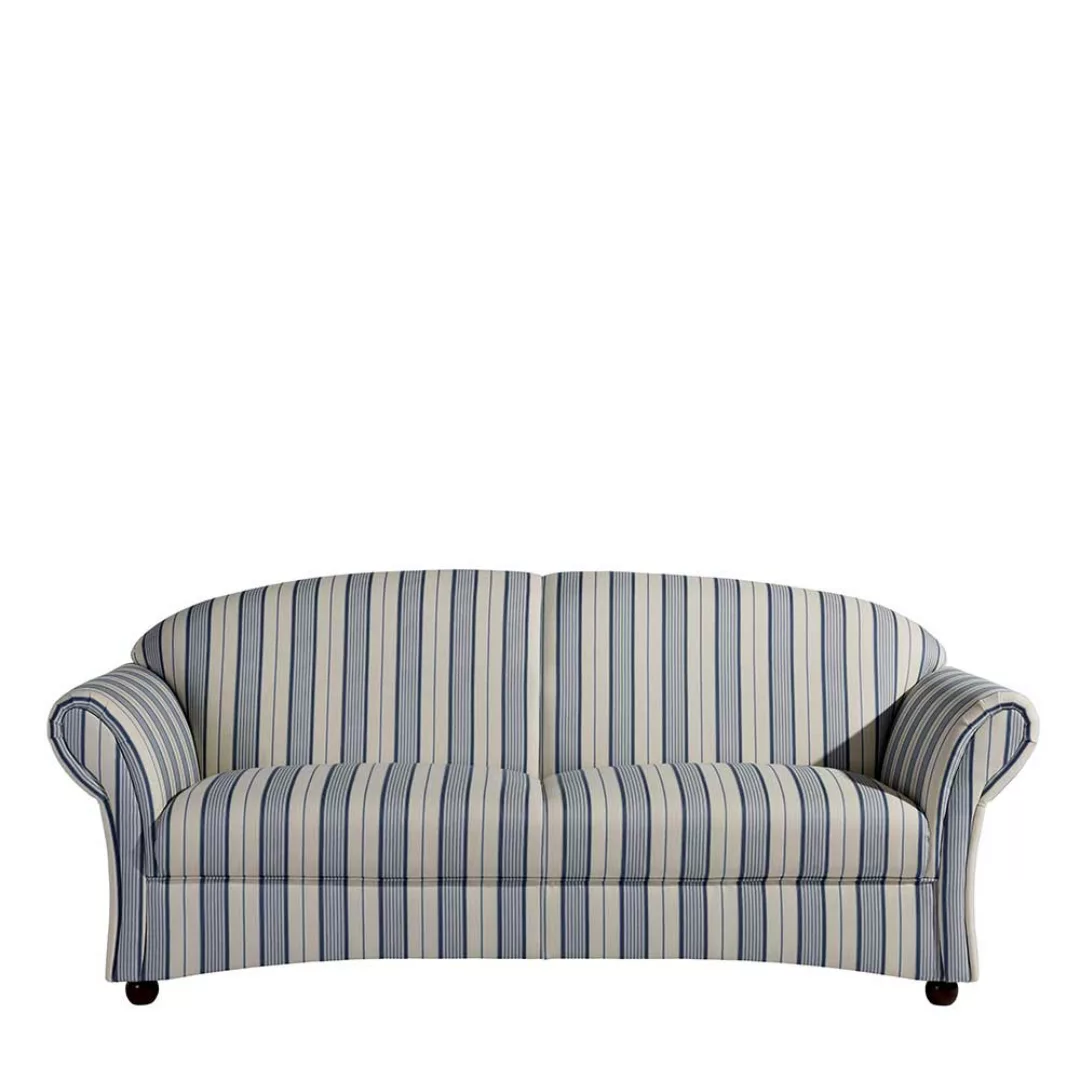 3er Sofa mit Streifen Muster in Blau und Weiß Landhausstil günstig online kaufen