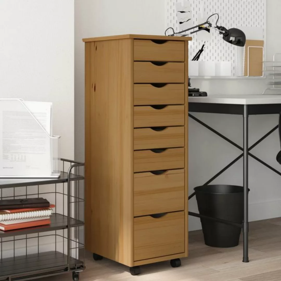 vidaXL Aktenschrank Rollschrank mit Schubladen MOSS Honigbraun Massivholz K günstig online kaufen