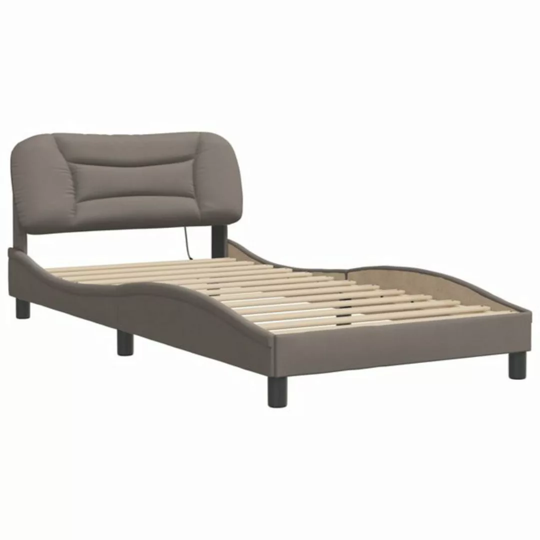 vidaXL Bett Bettgestell mit LED Taupe 100x200 cm Stoff günstig online kaufen