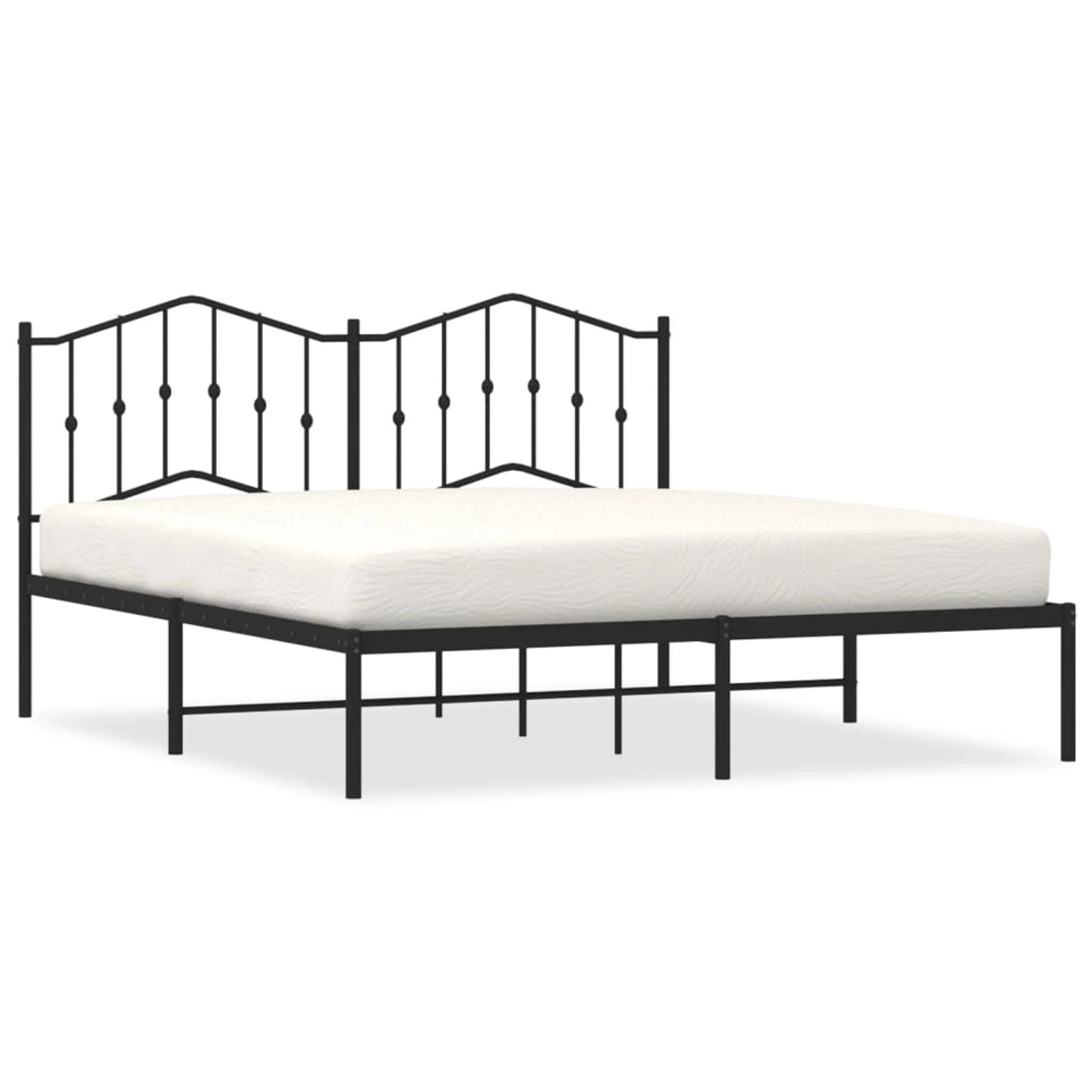 vidaXL Bettgestell Bettgestell mit Kopfteil Metall Schwarz 160x200 cm Bett günstig online kaufen