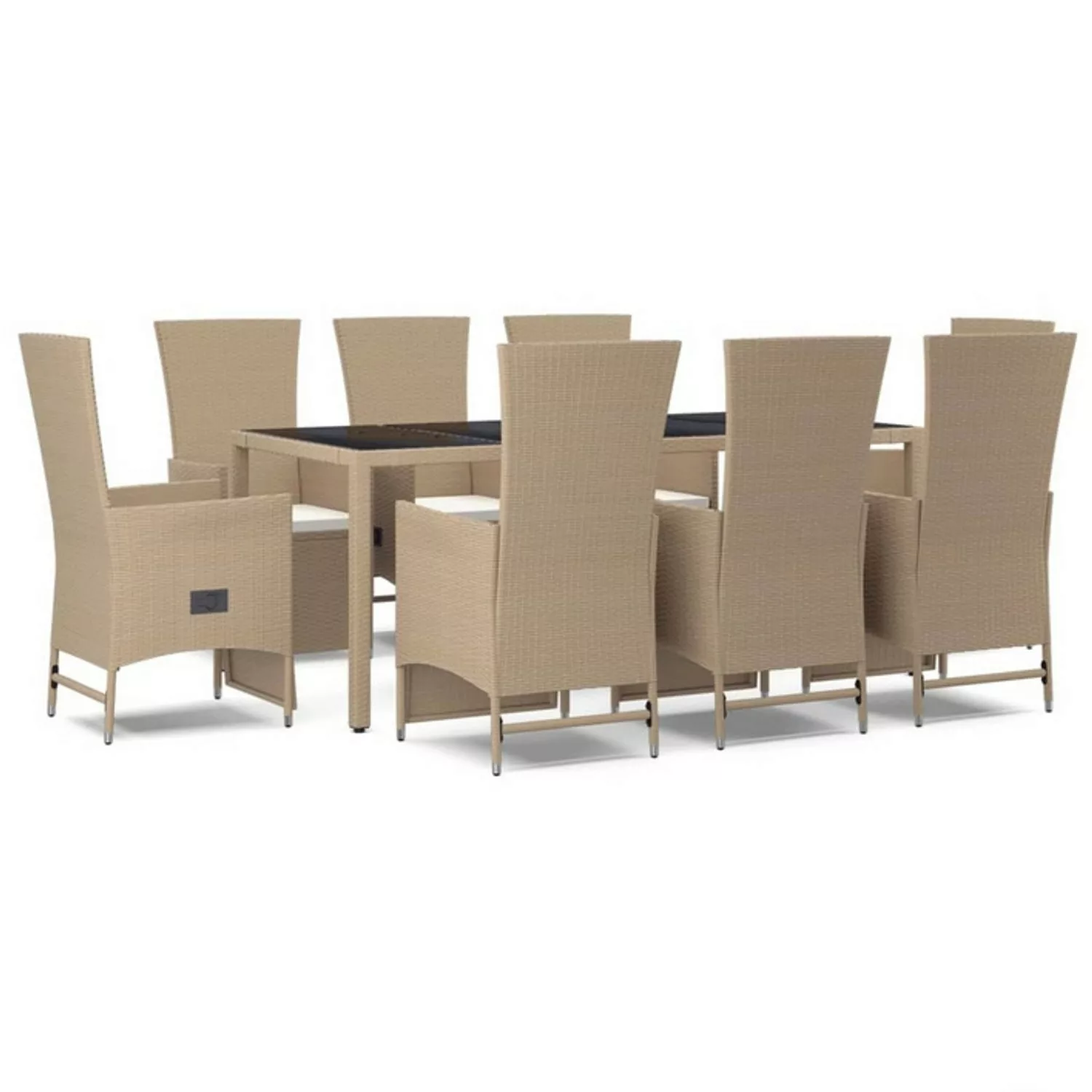 Vidaxl 9-tlg. Garten-essgruppe Mit Kissen Beige Poly Rattan günstig online kaufen