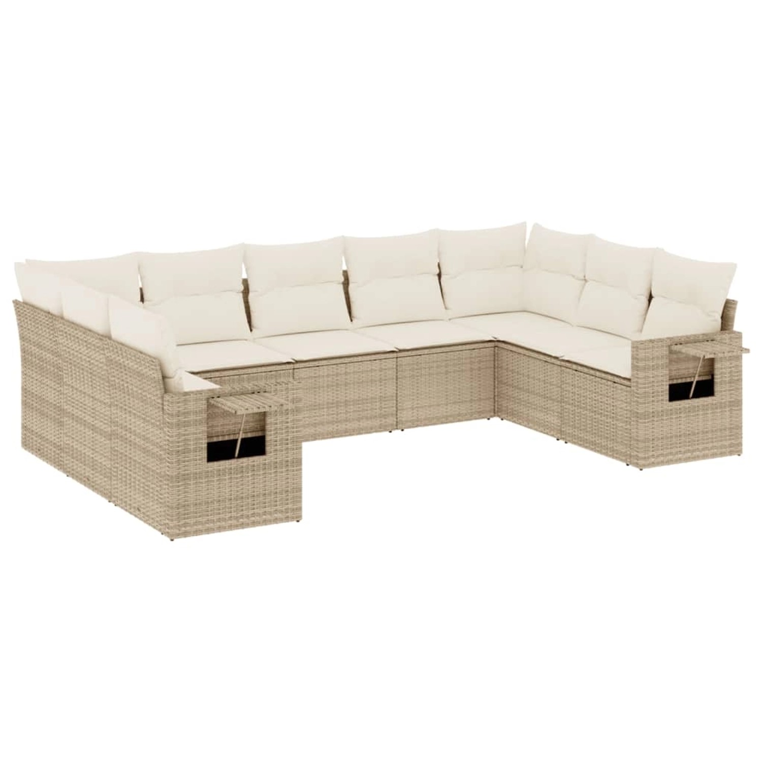 vidaXL 9-Tlg Garten-Sofagarnitur mit Kissen Beige Poly Rattan 3252935 günstig online kaufen