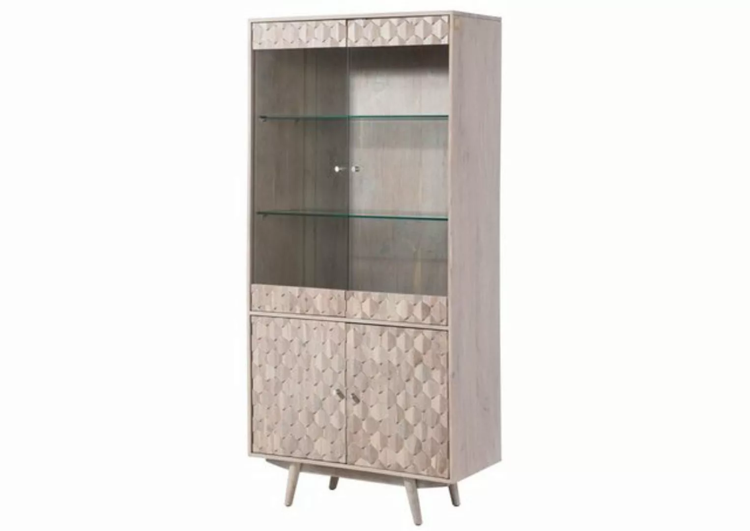 Massivmoebel24 Standvitrine (Vitrine Akazie 90x42x190 weiß lackiert MOSAYK günstig online kaufen